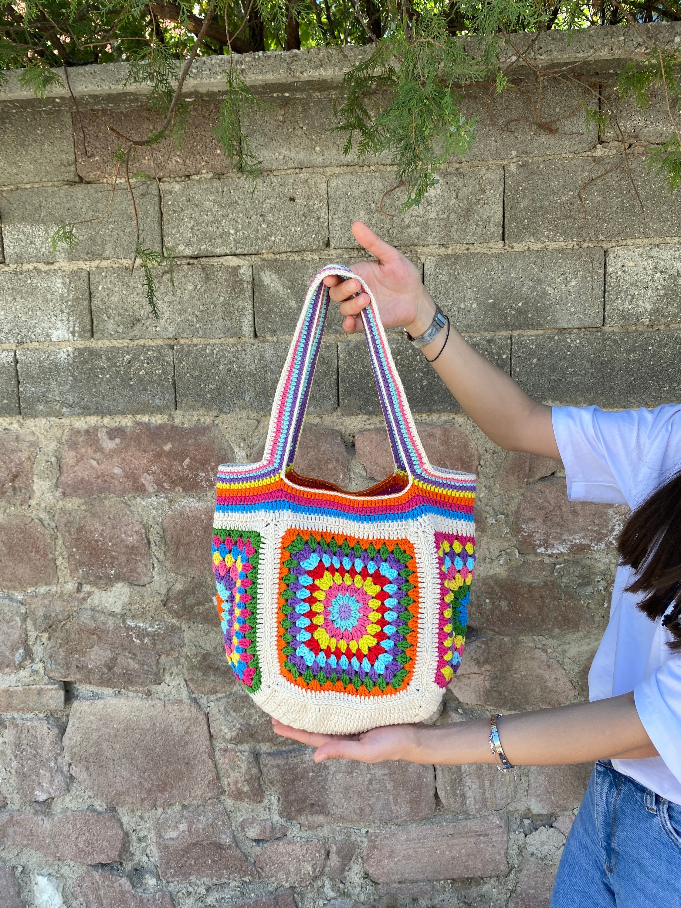 Afghan Crochet Bag, Granny Square Bag, Crochet Tote Bag, Summer Bag, Colorful Purse, Hippie Bag, ... — photo 7 of 13