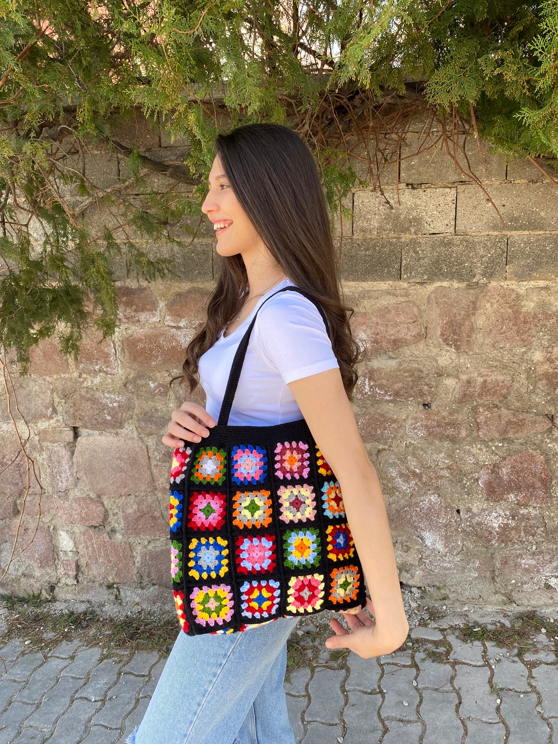 Afghan Crochet Bag, Granny Square Bag, Crochet Tote Bag, Summer Bag, Colorful Purse, Hippie Bag, ... — photo 3 of 13