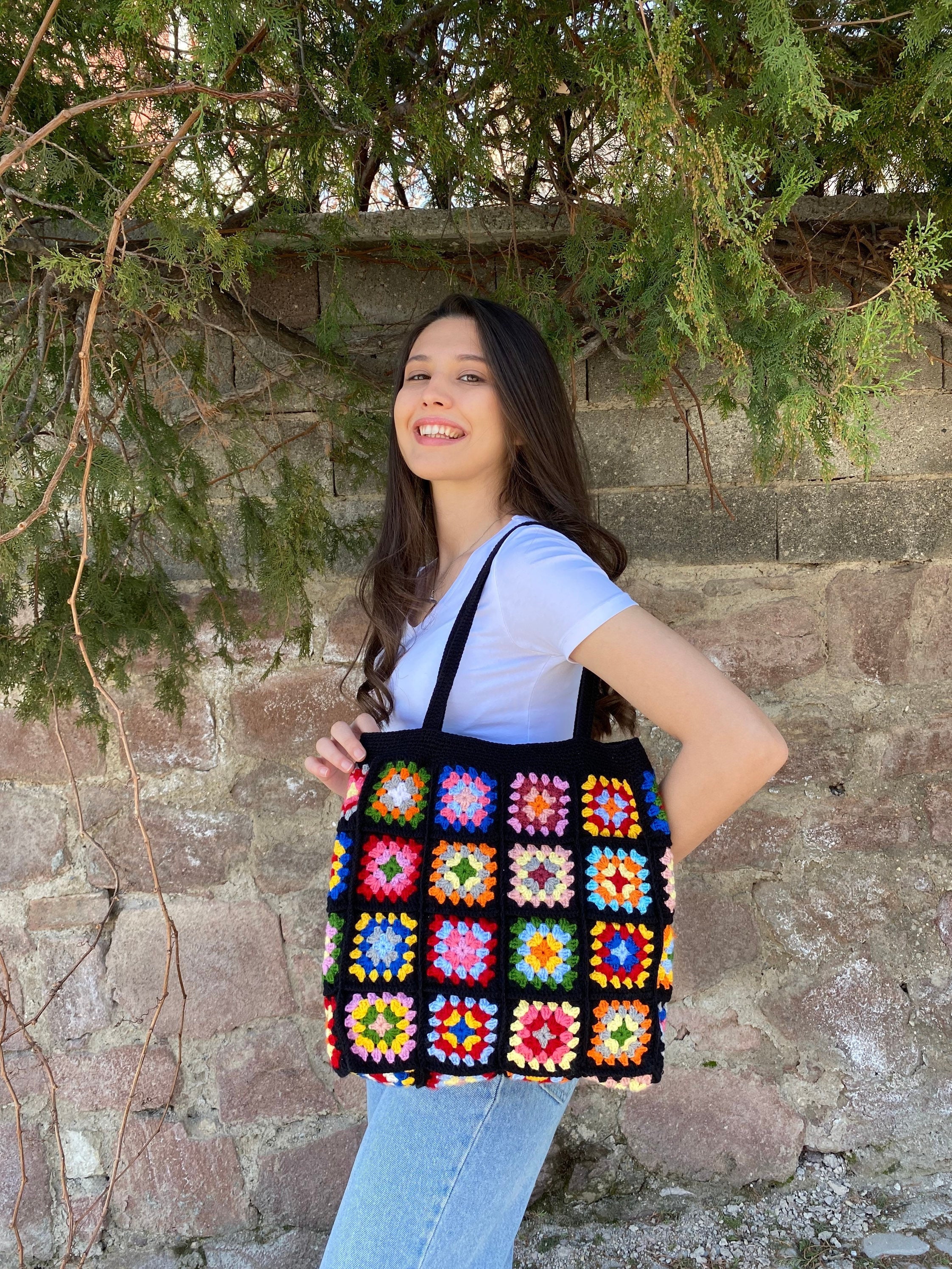 Afghan Crochet Bag, Granny Square Bag, Crochet Tote Bag, Summer Bag, Colorful Purse, Hippie Bag, ... — photo 5 of 13
