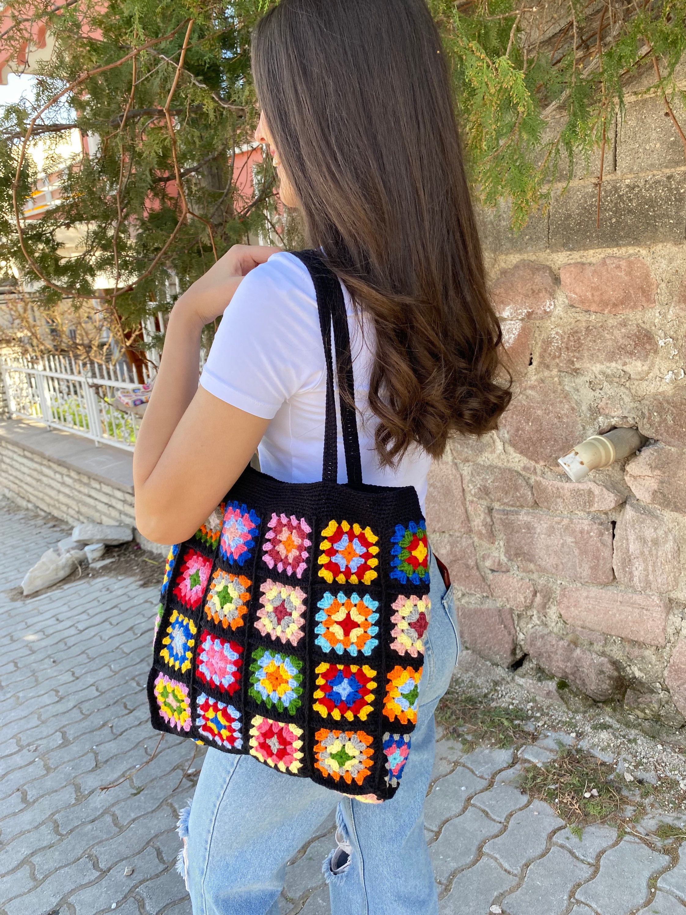 Afghan Crochet Bag, Granny Square Bag, Crochet Tote Bag, Summer Bag, Vintage Style, Hippie Bag, G... — photo 2 of 13