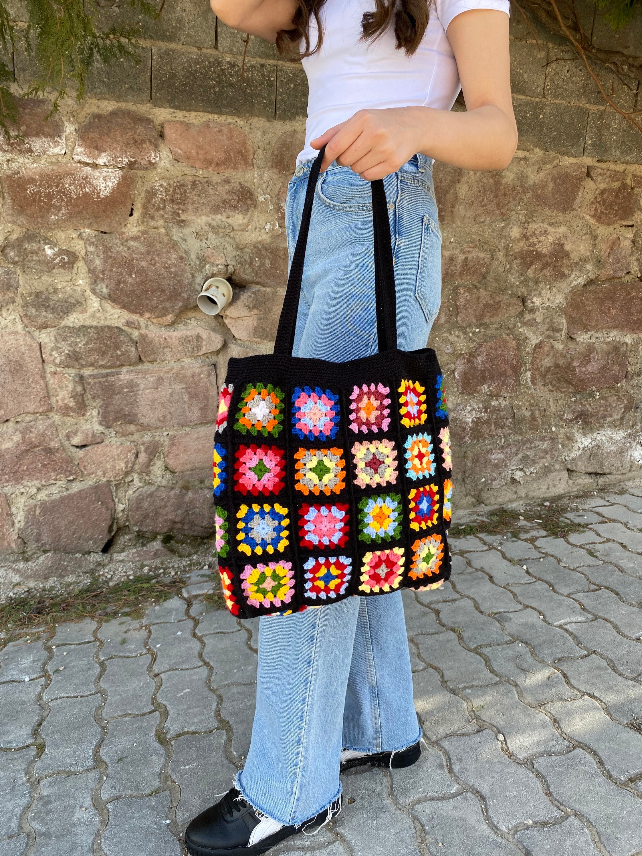 Afghan Crochet Bag, Granny Square Bag, Crochet Tote Bag, Summer Bag, Vintage Style, Hippie Bag, G... — photo 4 of 13