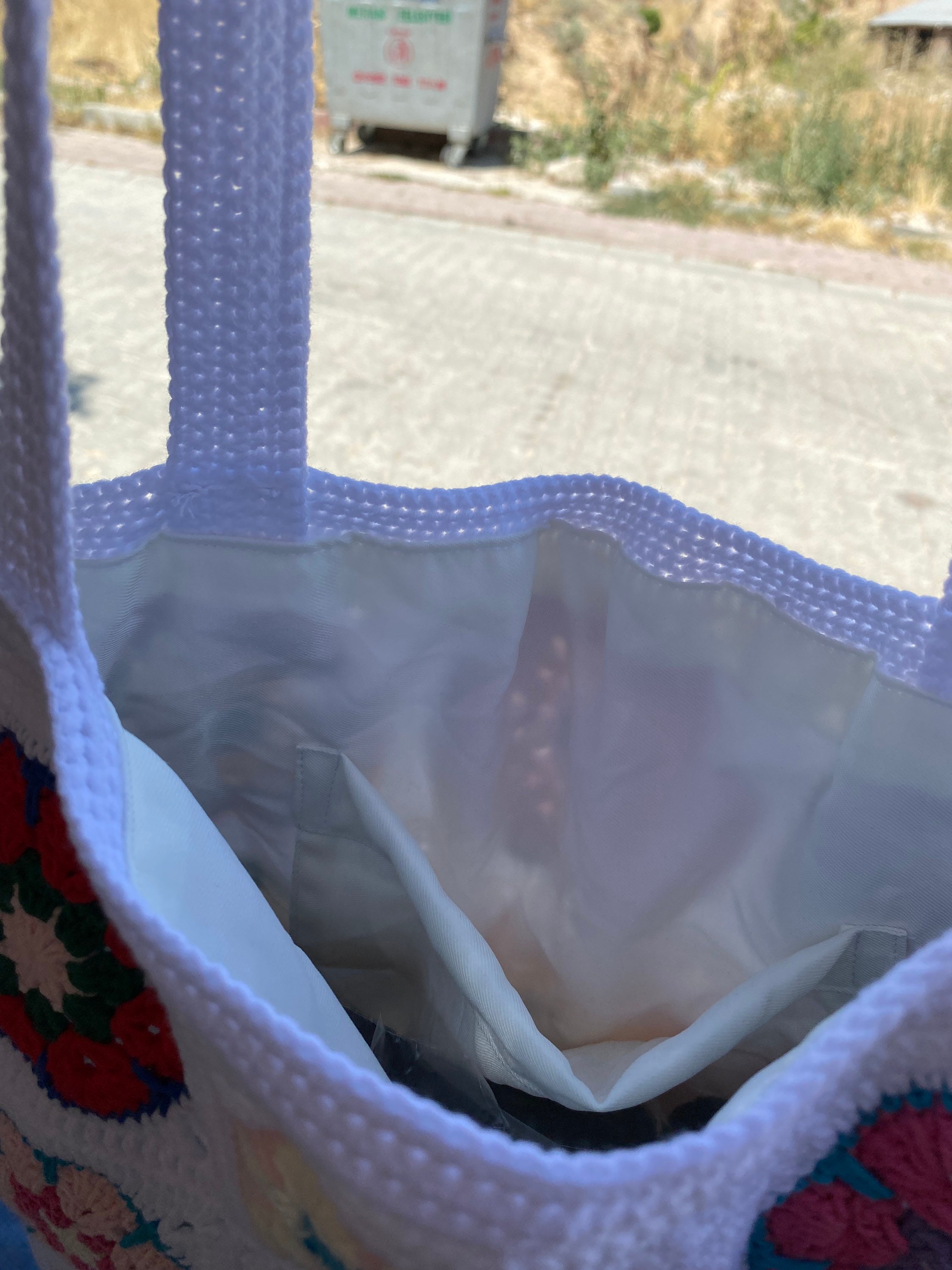 Afghan Crochet Bag, Granny Square Bag, Daisy Crochet Bag, Cotton White Bag, Floral Afghan Bag, Bo... — photo 4 of 10