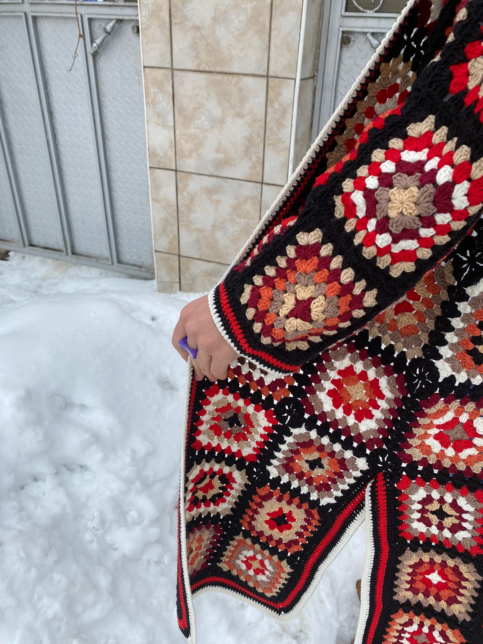 Afghan Crochet Cardigan, Long Granny Square Coat, Patchwork Cardigan, Granny Square Cardigan, Boho Jacket, Granny Square Sweater, Retro Coat