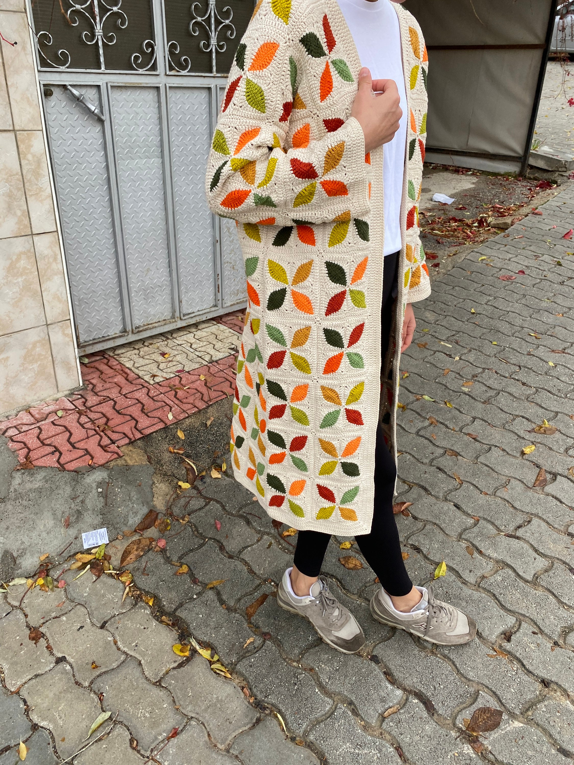 Afghan Crochet Cardigan, Unique Granny Square Coat, Boho Jacket, Granny Square Sweater, Patchwork... — photo 2 of 10