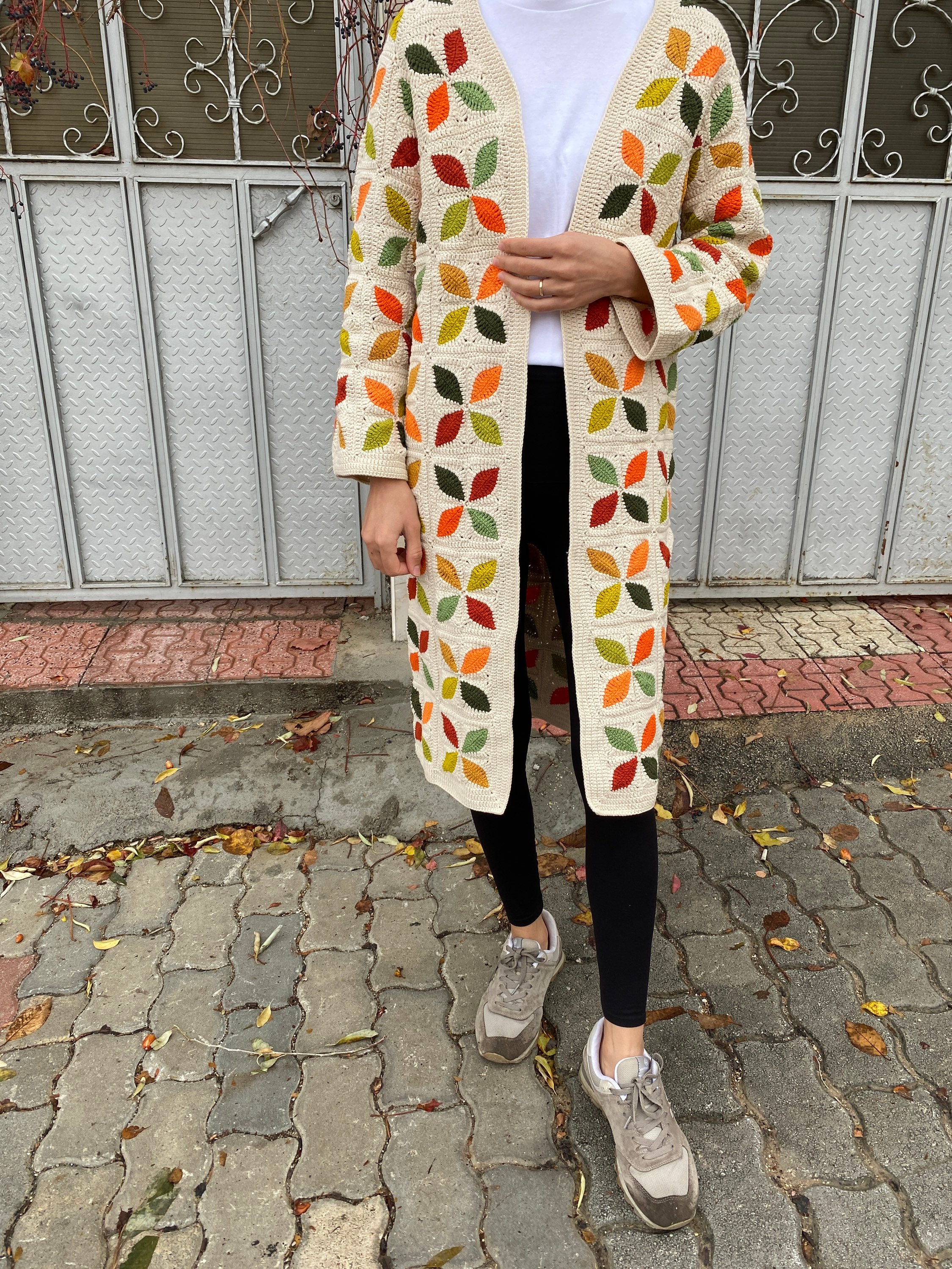 Afghan Crochet Cardigan, Unique Granny Square Coat, Boho Jacket, Granny Square Sweater, Patchwork... — photo 6 of 10