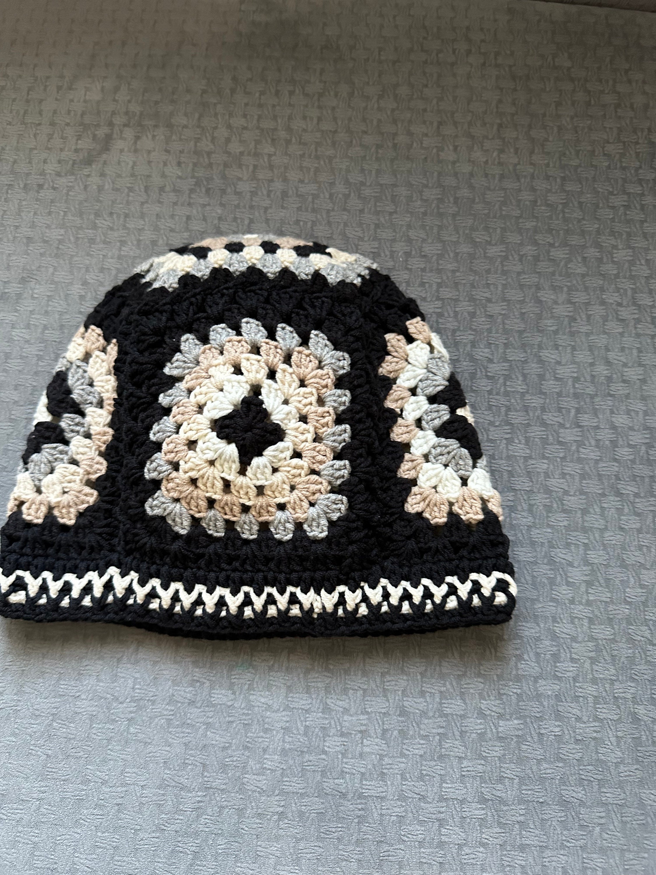 Black and White Hat, Granny Square Hat, Crochet Beanie, Handmade Stylish Hat, Unique 4 Season Hat... — photo 3 of 10