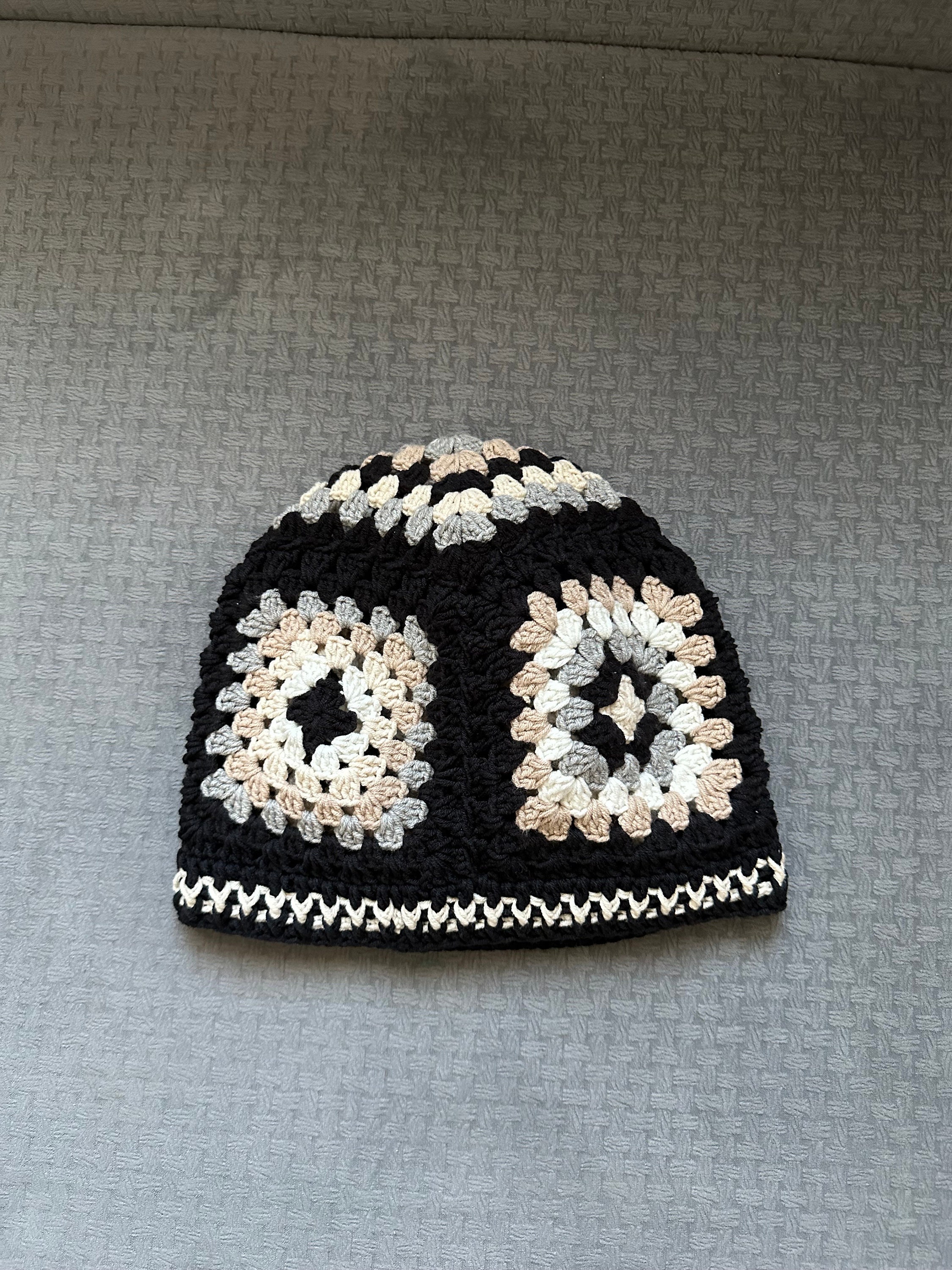 Black and White Hat, Granny Square Hat, Crochet Beanie, Handmade Stylish Hat, Unique 4 Season Hat... — photo 4 of 10