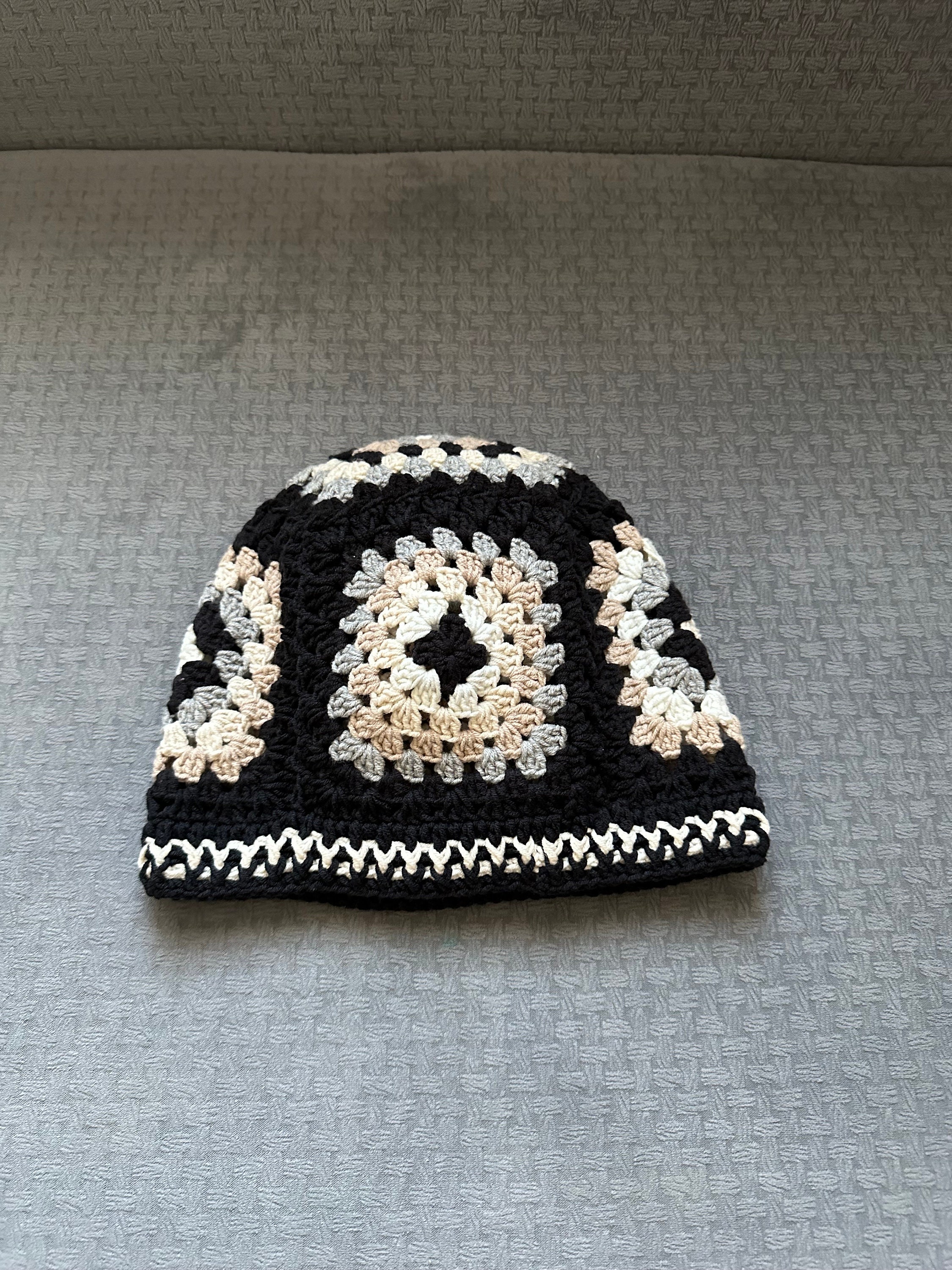 Black and White Hat, Granny Square Hat, Crochet Beanie, Handmade Stylish Hat, Unique 4 Season Hat... — photo 5 of 10
