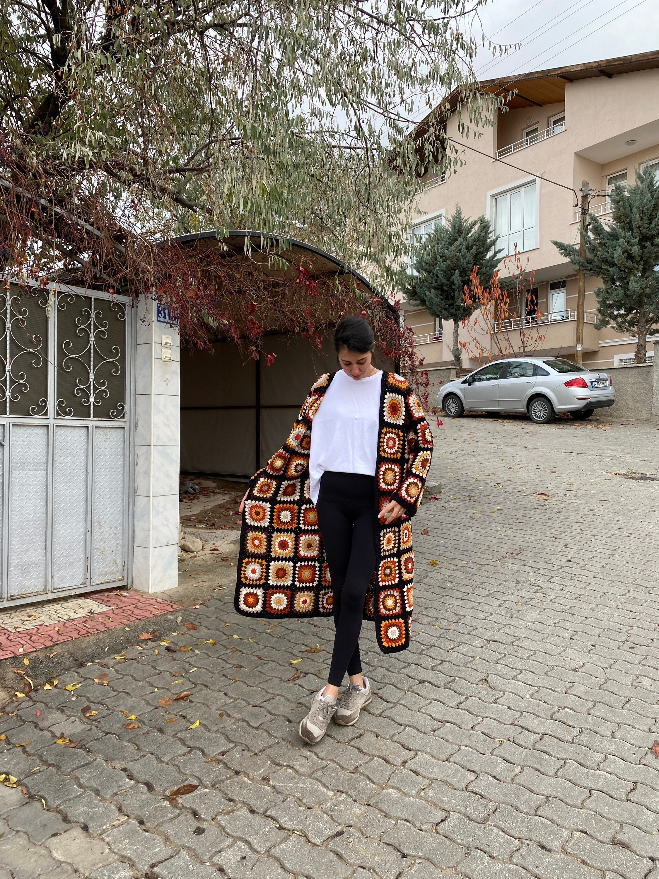 Boho Crochet Cardigan, Granny Square Afghan Coat, Patchwork Jacket, Long Cardigan, Crochet Sweate... — photo 3 of 10