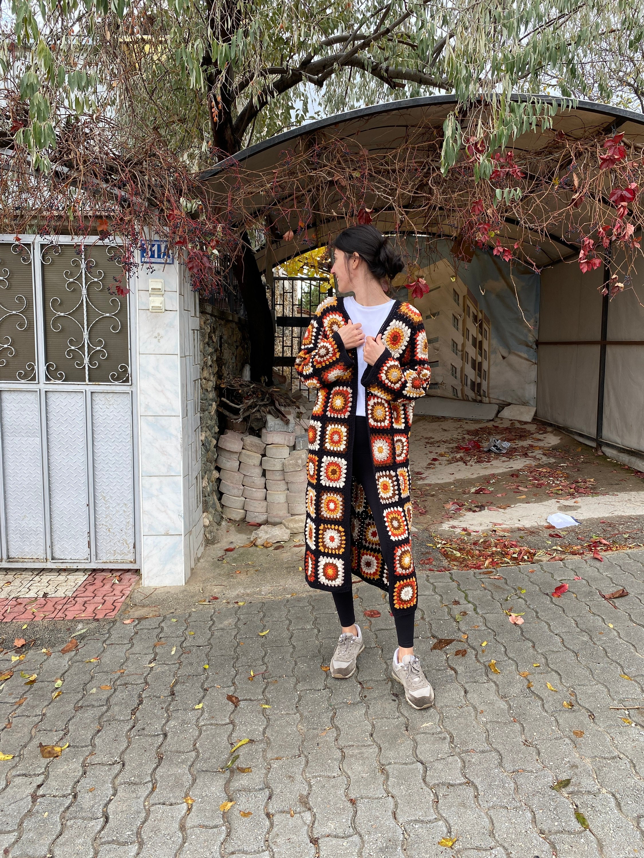 Boho Crochet Cardigan, Granny Square Afghan Coat, Patchwork Jacket, Long Cardigan, Crochet Sweate... — photo 4 of 10