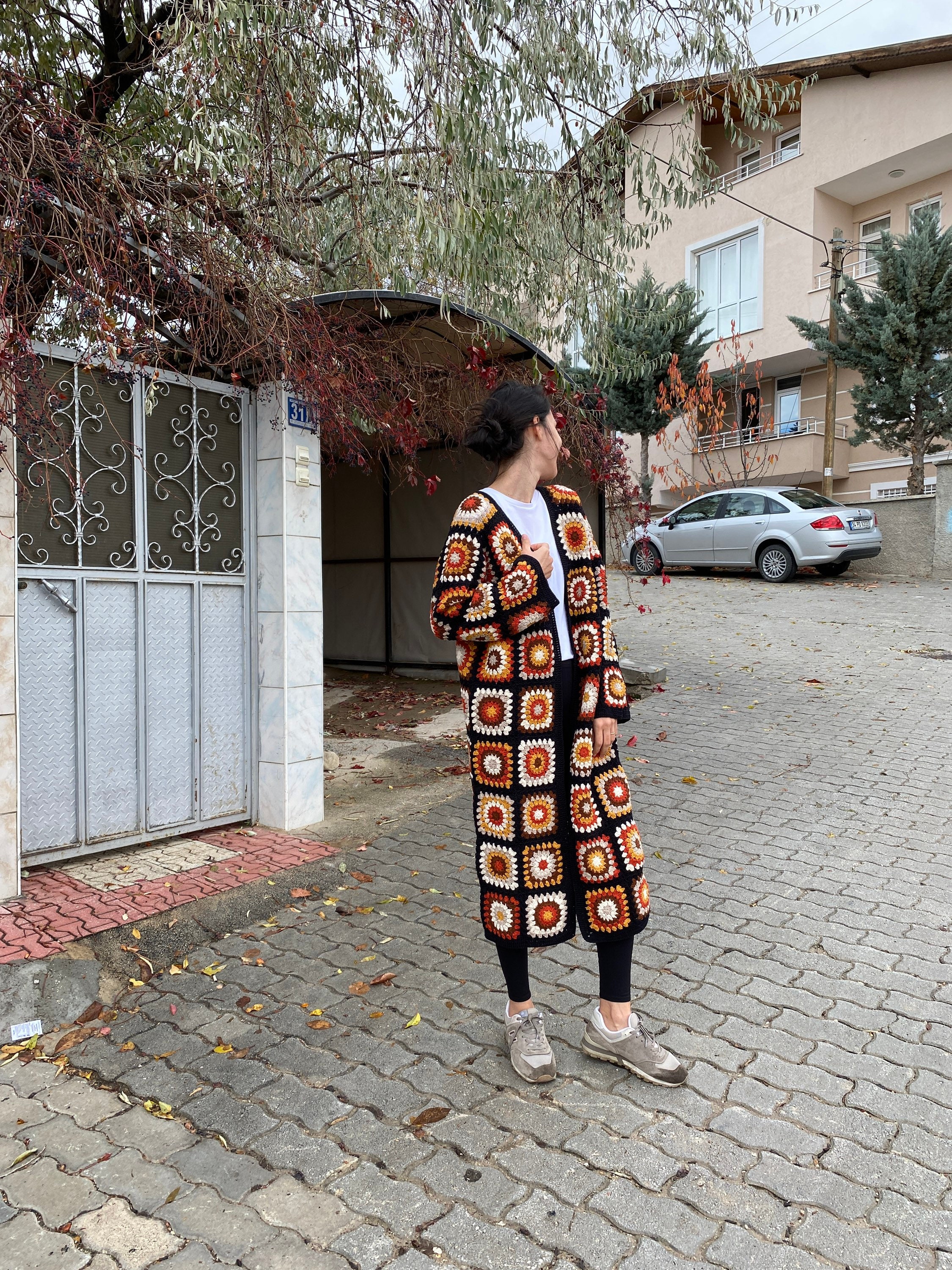Boho Crochet Cardigan, Granny Square Afghan Coat, Patchwork Jacket, Long Cardigan, Crochet Sweate... — photo 7 of 10
