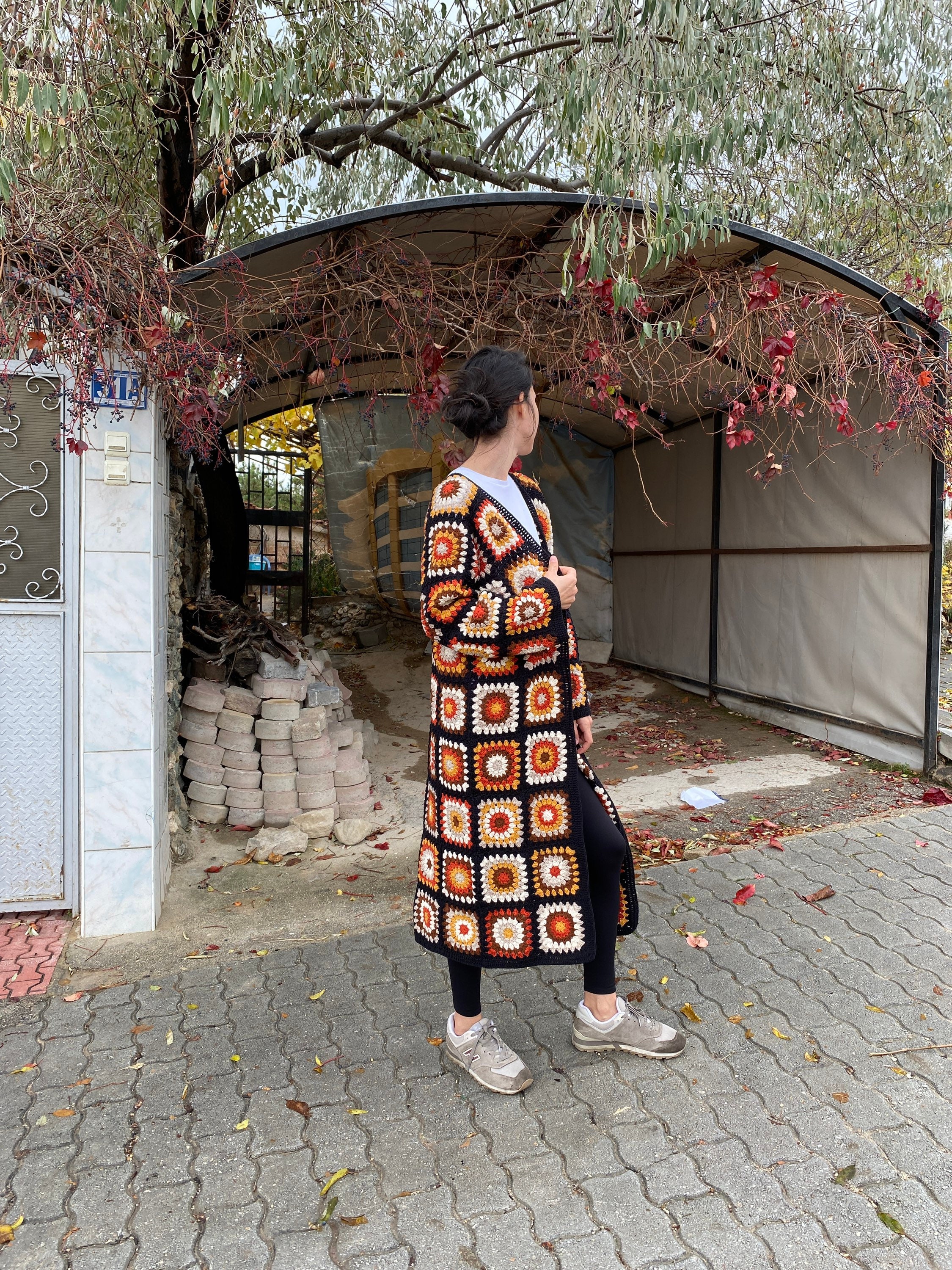 Boho Crochet Cardigan, Granny Square Afghan Coat, Patchwork Jacket, Long Cardigan, Crochet Sweate... — photo 2 of 10