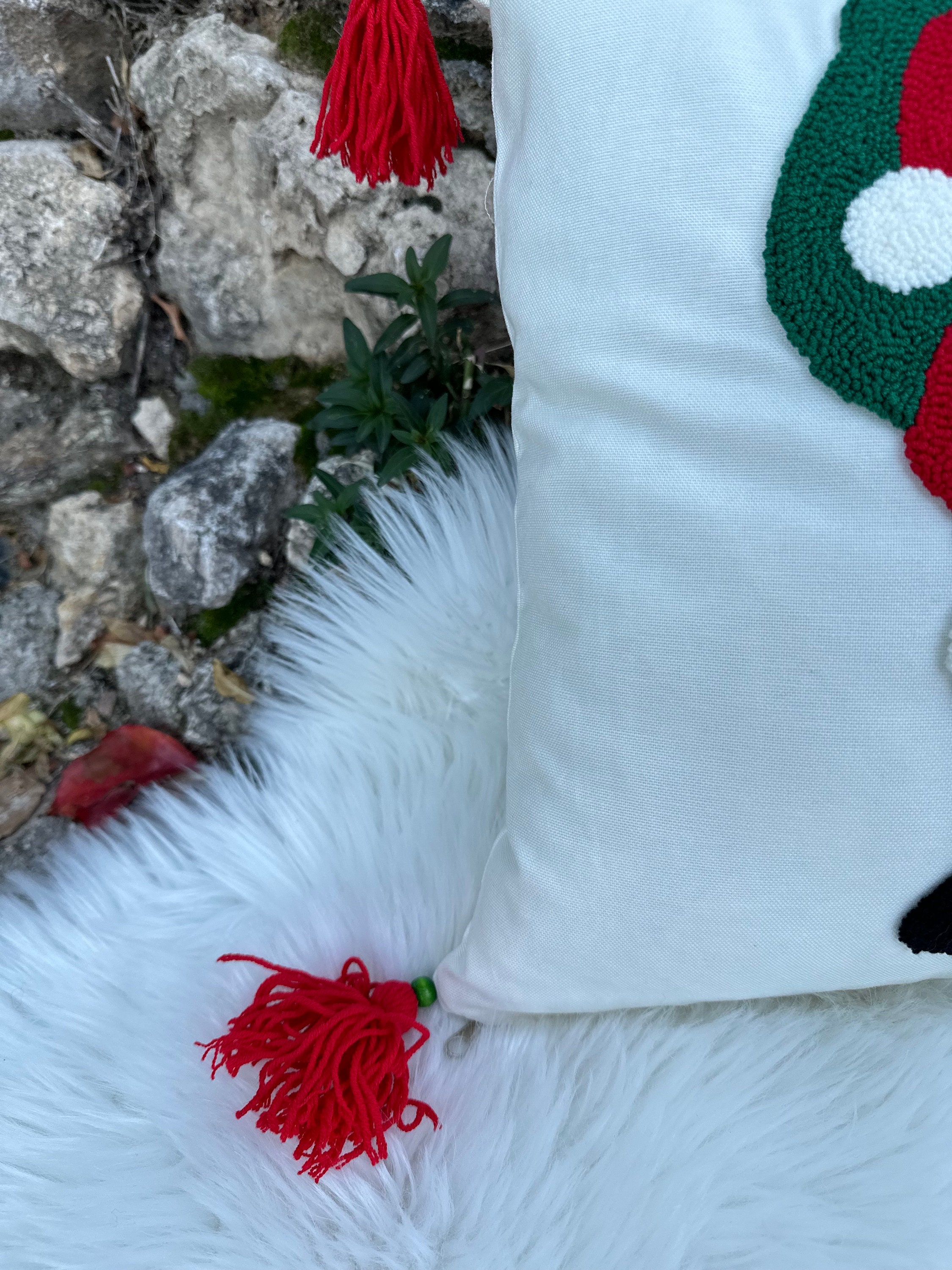 Christmas Embroidered Pillow Cover, Santa Claus Embroidered Pillowcase, Handmade Punch Needle, Fu... — photo 7 of 10