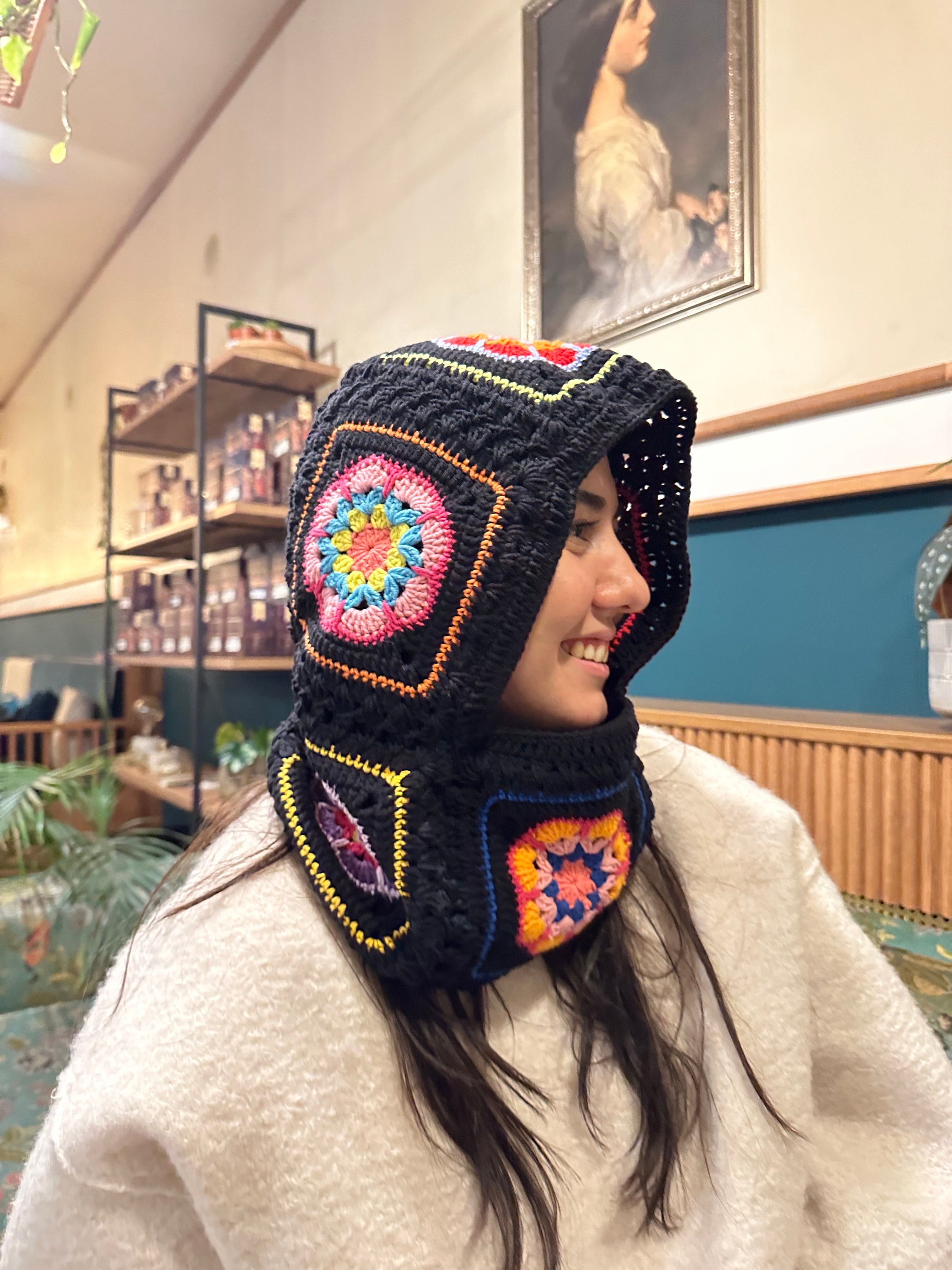 Colorful Knitted Balaclava, Granny Square Balaclava, Oversize Balaclava, Unisex Balaclava, Croche... — photo 5 of 10