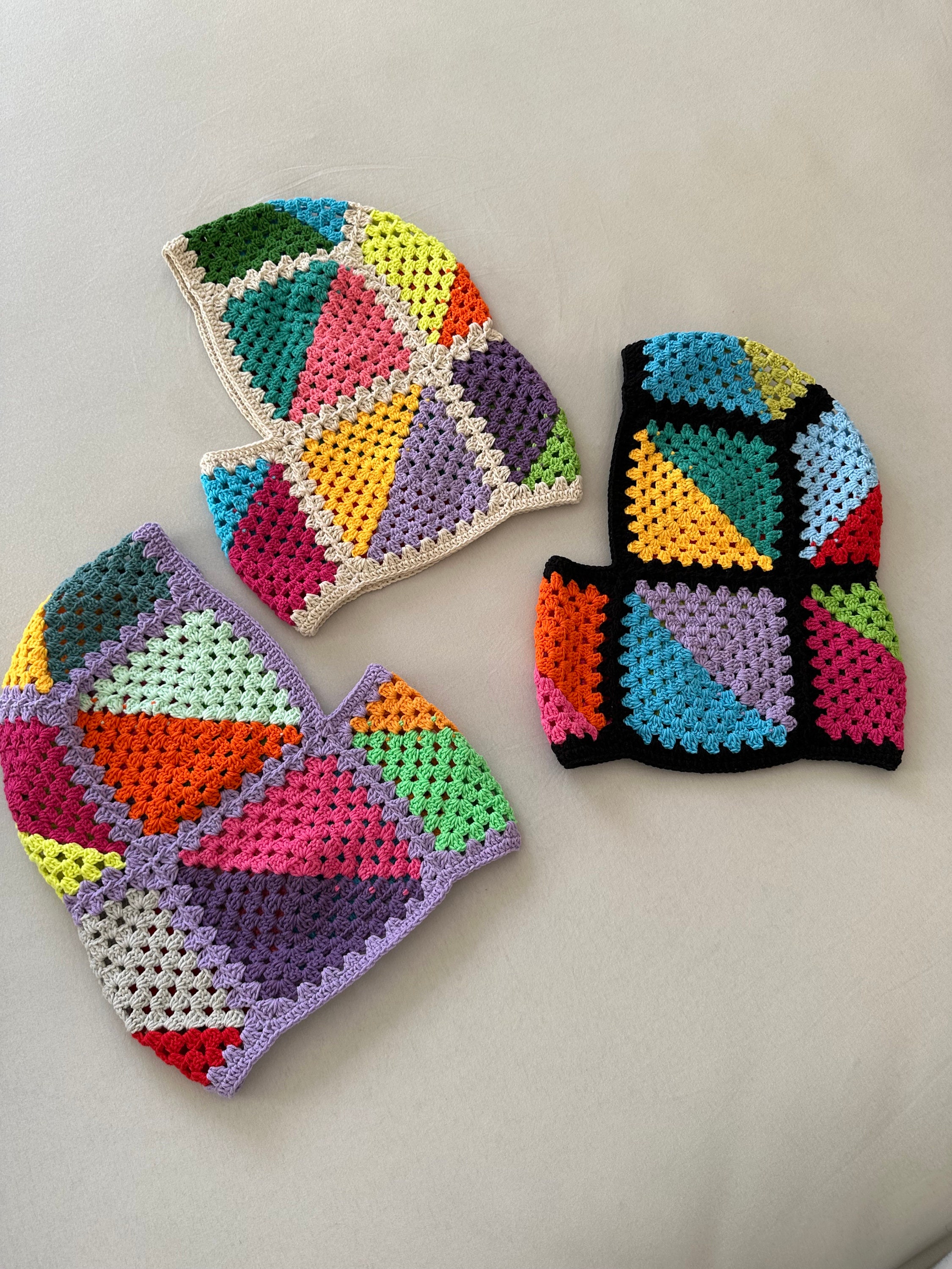 Colorful Winter Hat - Granny Square, Valentine Crochet, Balaclava Hood, Rainbow Knit, Unisex, Han... — photo 2 of 10