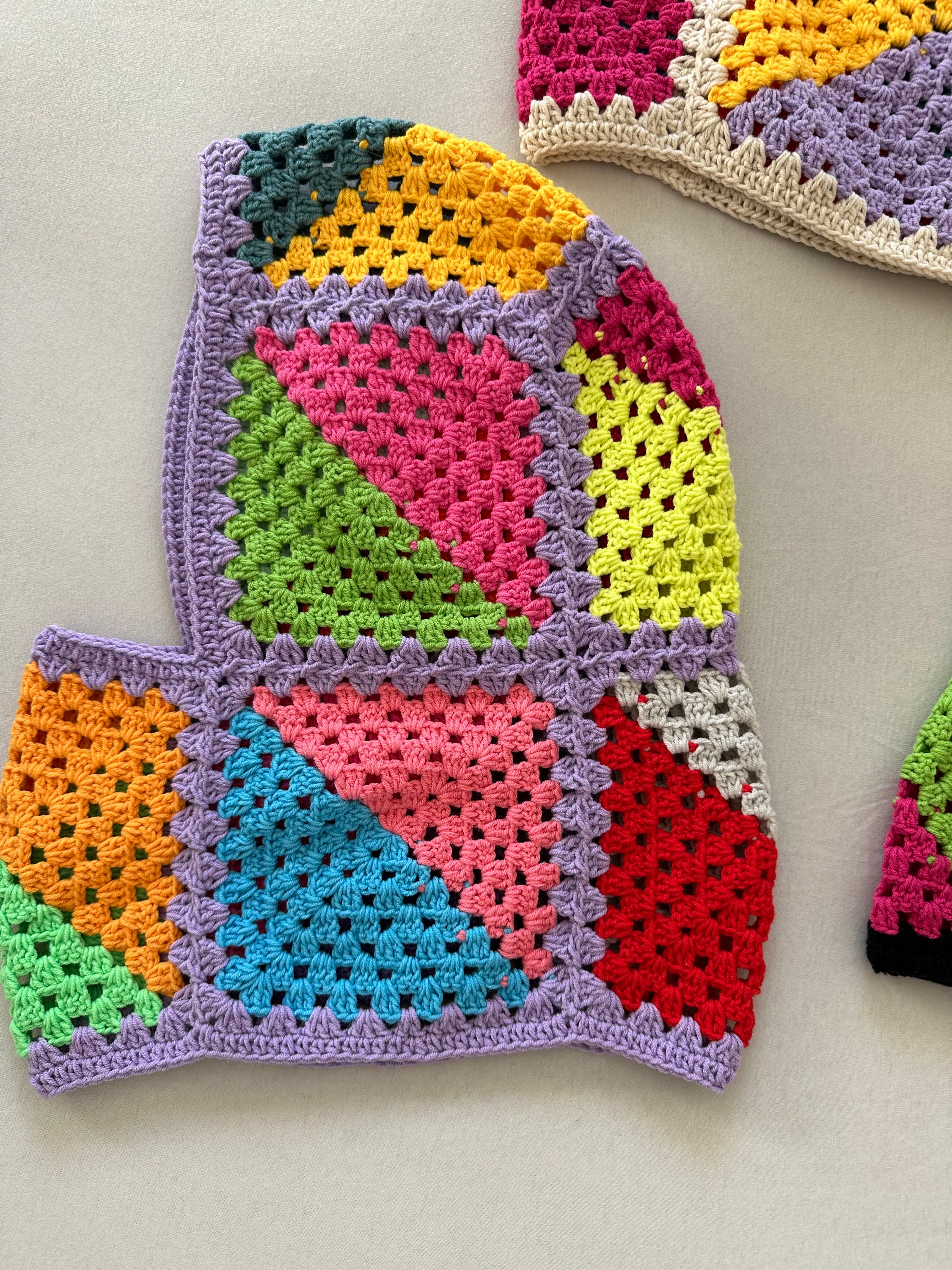 Colorful Winter Hat - Granny Square, Valentine Crochet, Balaclava Hood, Rainbow Knit, Unisex, Han... — photo 5 of 10