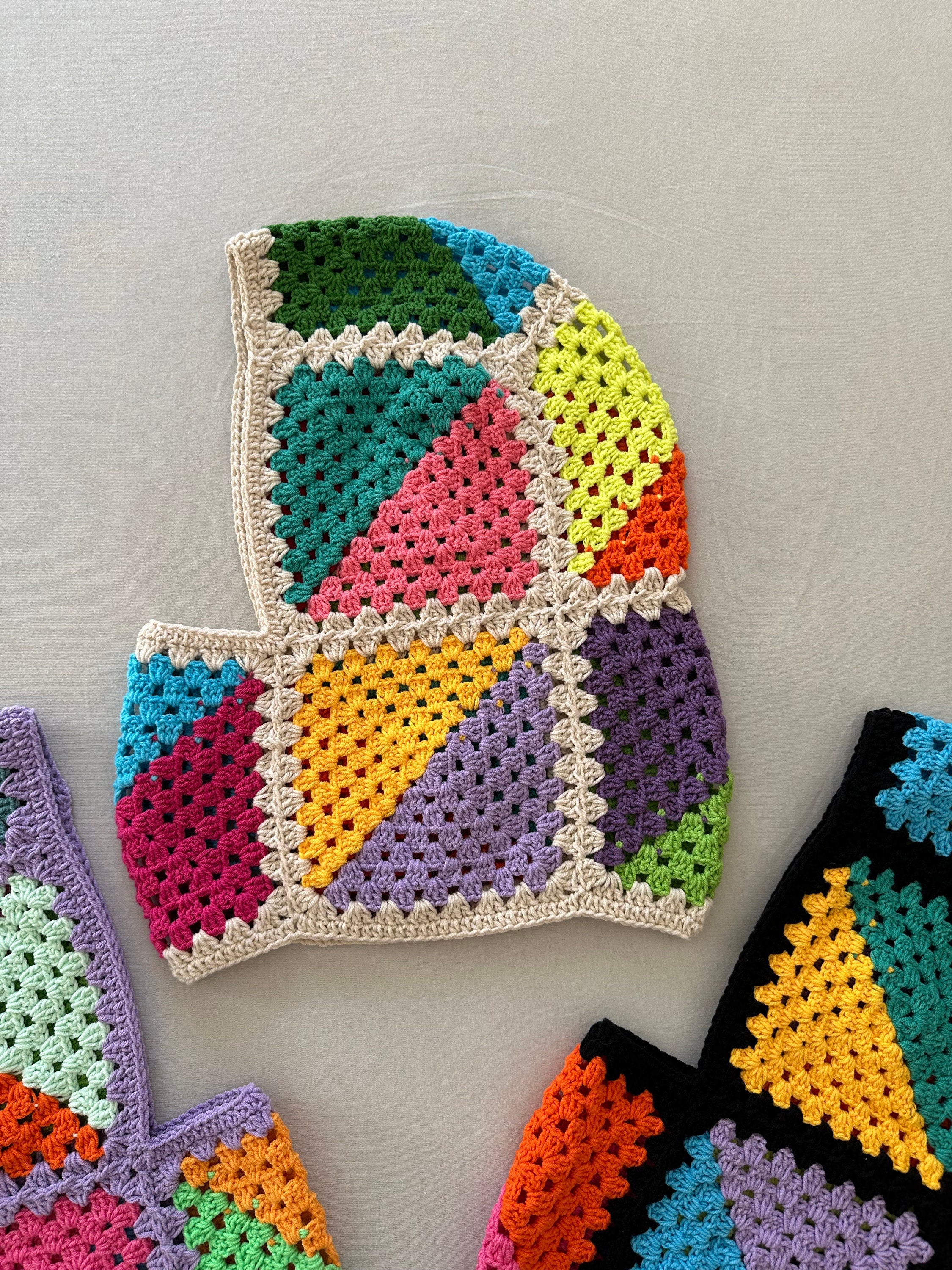 Colorful Winter Hat - Granny Square, Valentine Crochet, Balaclava Hood, Rainbow Knit, Unisex, Han... — photo 6 of 10