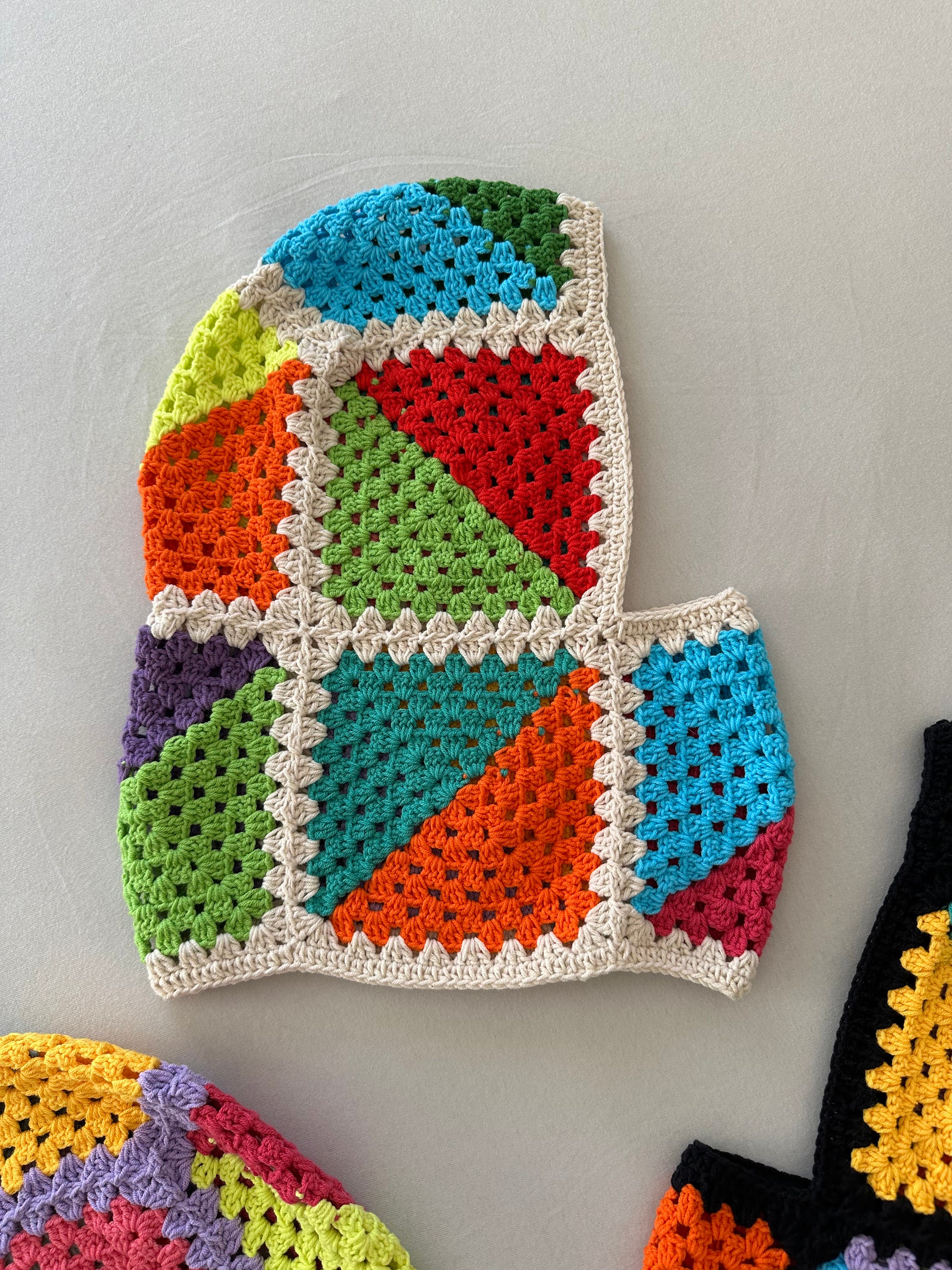 Colorful Winter Hat - Granny Square, Valentine Crochet, Balaclava Hood, Rainbow Knit, Unisex, Han... — photo 7 of 10