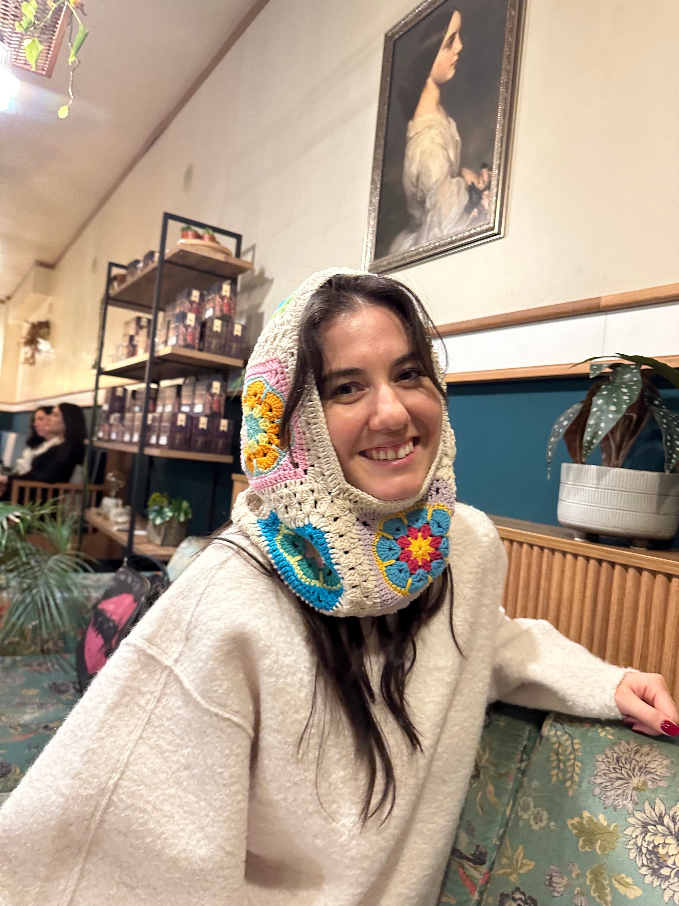 Cream Colored Floral Balaclava, Granny Square Balaclava, Stylish Balaclava, Balaclava Hat, Croche... — photo 3 of 10