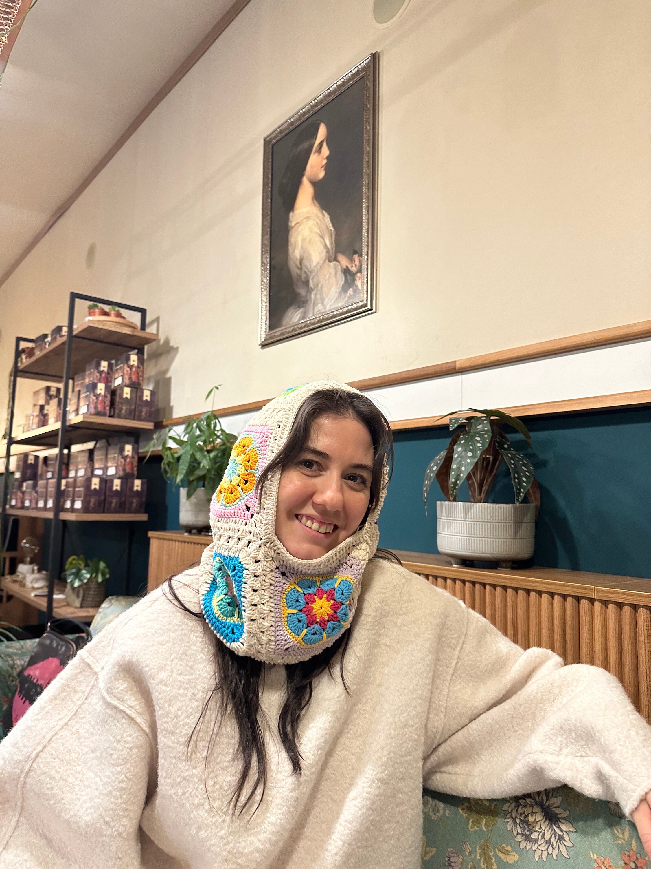 Cream Colored Floral Balaclava, Granny Square Balaclava, Stylish Balaclava, Balaclava Hat, Croche... — photo 6 of 10