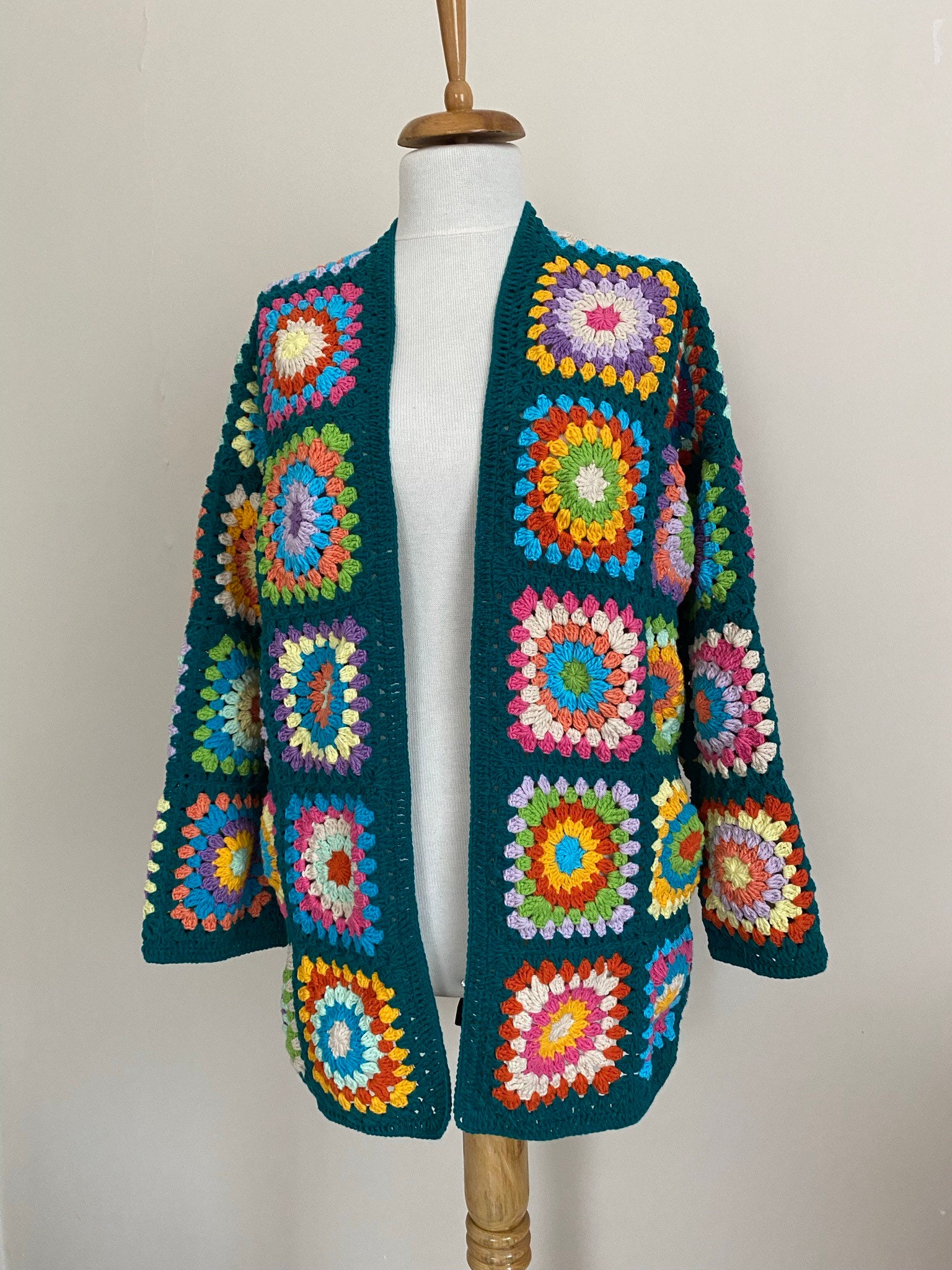Crochet Afghan Cardigan, Granny Square Sweater, Patchwork Jacket, Granny Square Cardigan, Boho Ha... — photo 7 of 10