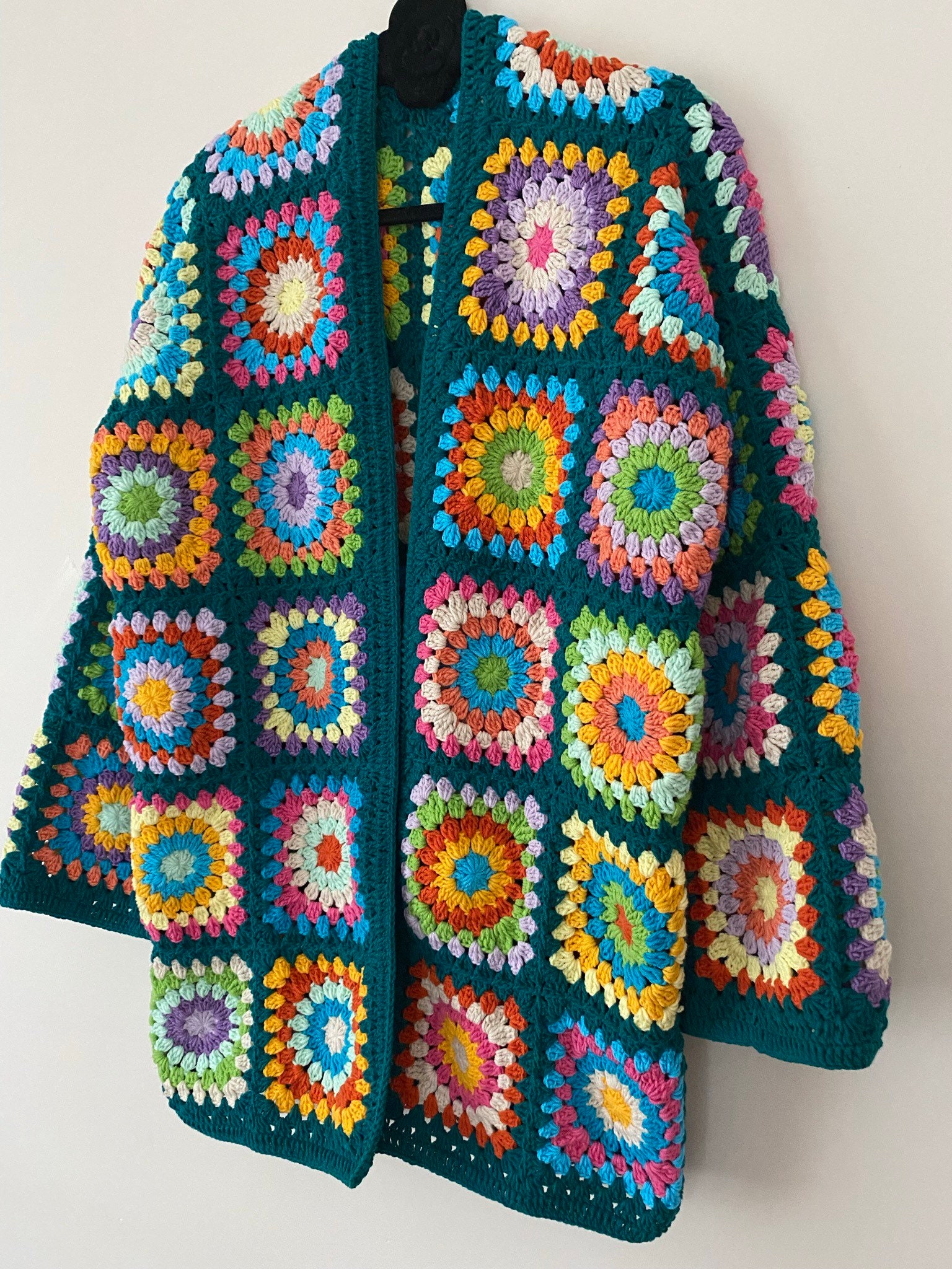 Crochet Afghan Cardigan, Granny Square Sweater, Patchwork Jacket, Granny Square Cardigan, Boho Ha... — photo 3 of 10