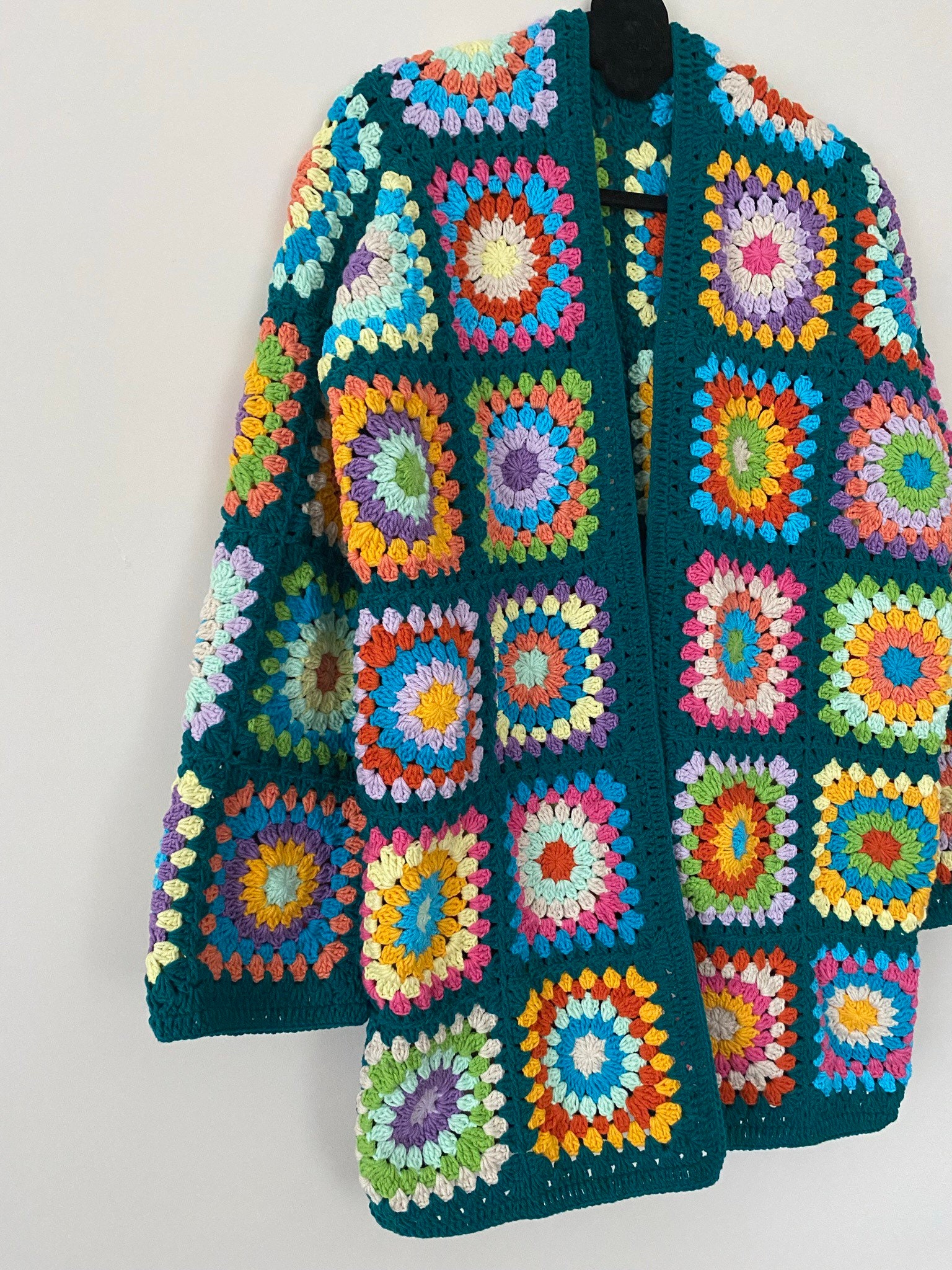 Crochet Afghan Cardigan, Granny Square Sweater, Patchwork Jacket, Granny Square Cardigan, Boho Ha... — photo 2 of 10