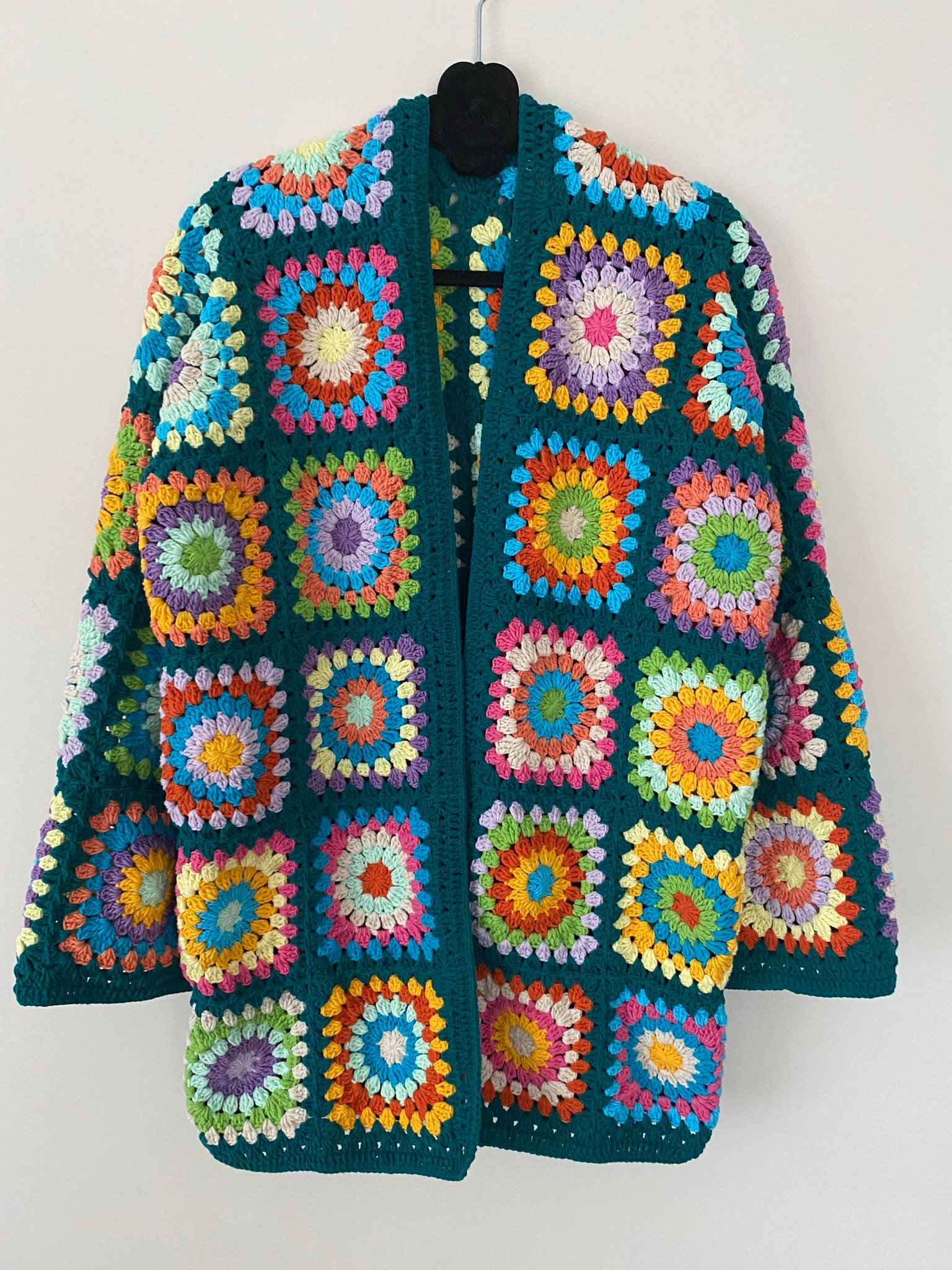 Crochet Afghan Cardigan, Granny Square Sweater, Patchwork Jacket, Granny Square Cardigan, Boho Ha... — photo 4 of 10