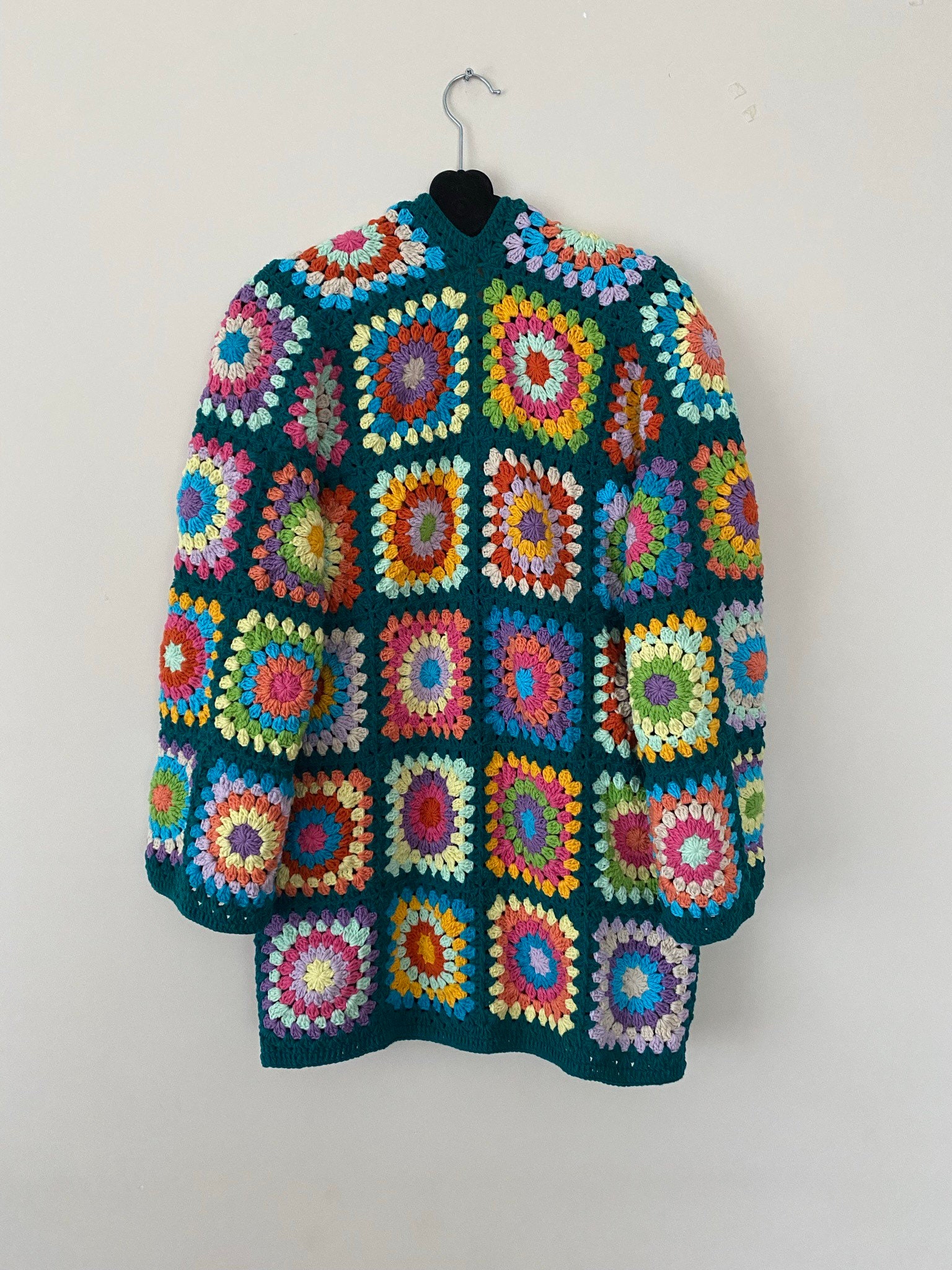 Crochet Afghan Cardigan, Granny Square Sweater, Patchwork Jacket, Granny Square Cardigan, Boho Ha... — photo 6 of 10