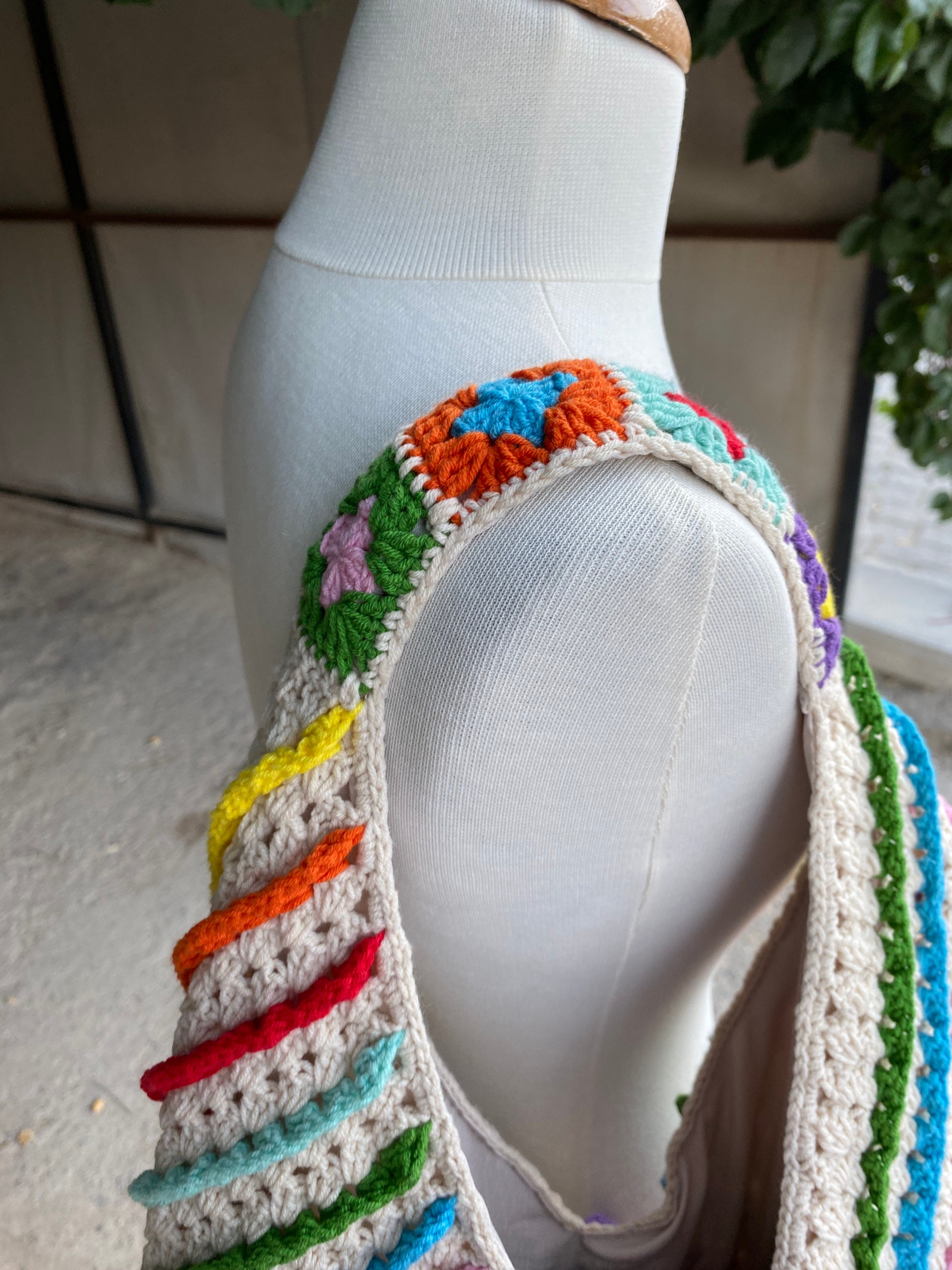 Crochet Bag, Afghan Crochet Purse, Boho Hand Bag, Hobo Bag, Cotton Crochet Bag, Retro Style, Vint... — photo 3 of 10