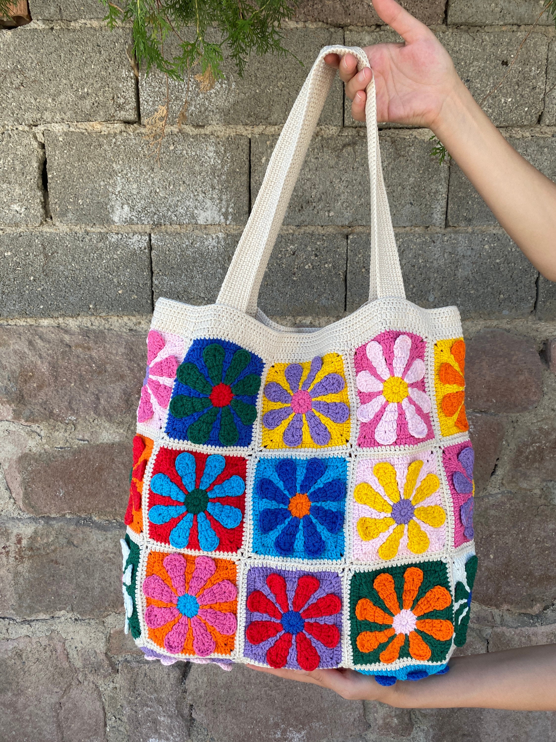 Crochet Bag, Granny Square Afghan Bag, Crochet Purse, Summer Bag, Boho Bag, Vintage Style, Hippie... — photo 4 of 10