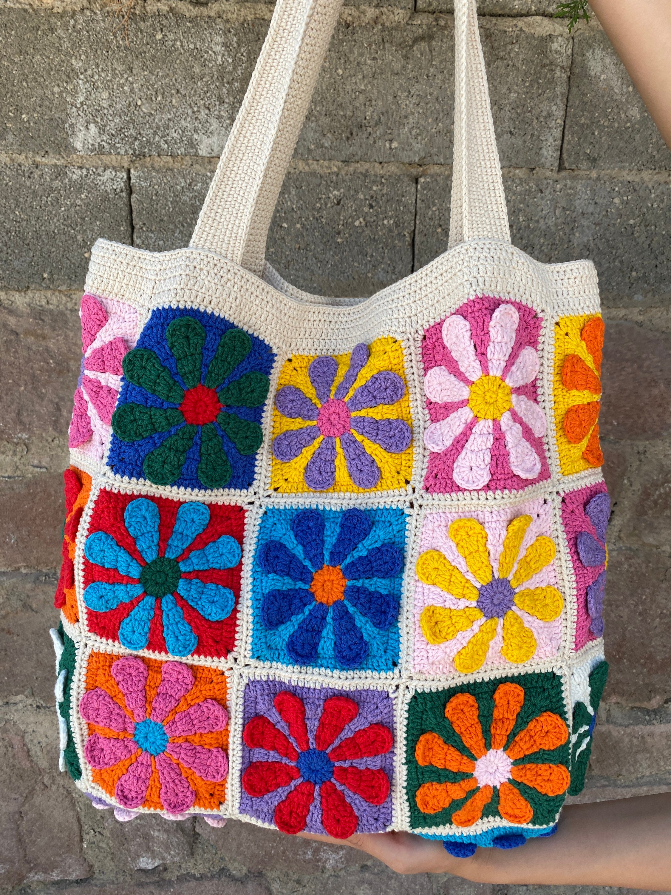 Crochet Bag, Granny Square Afghan Bag, Crochet Purse, Summer Bag, Boho Bag, Vintage Style, Hippie... — photo 3 of 10