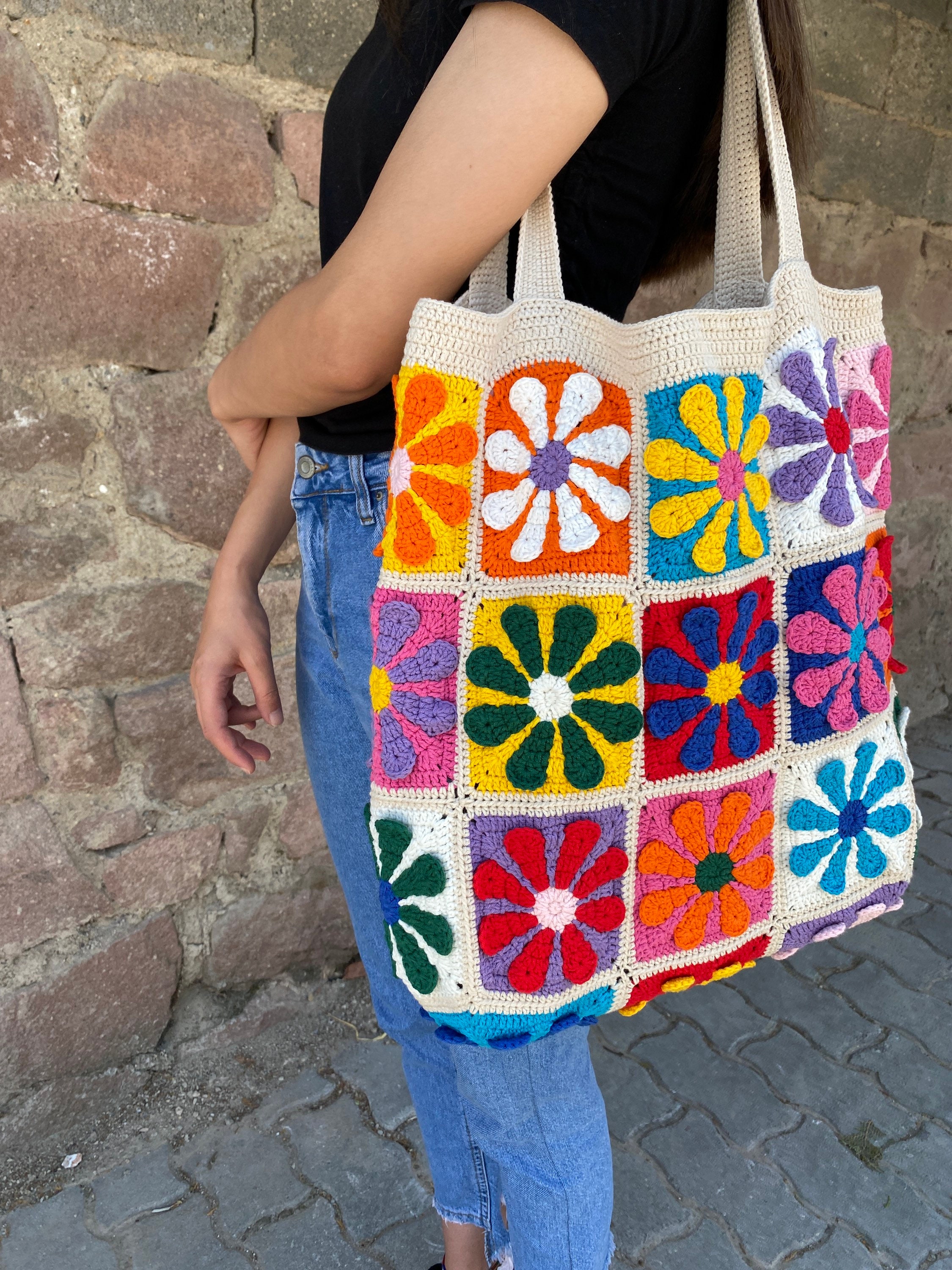 Crochet Bag, Granny Square Afghan Bag, Crochet Purse, Summer Bag, Boho Bag, Vintage Style, Hippie... — photo 2 of 10