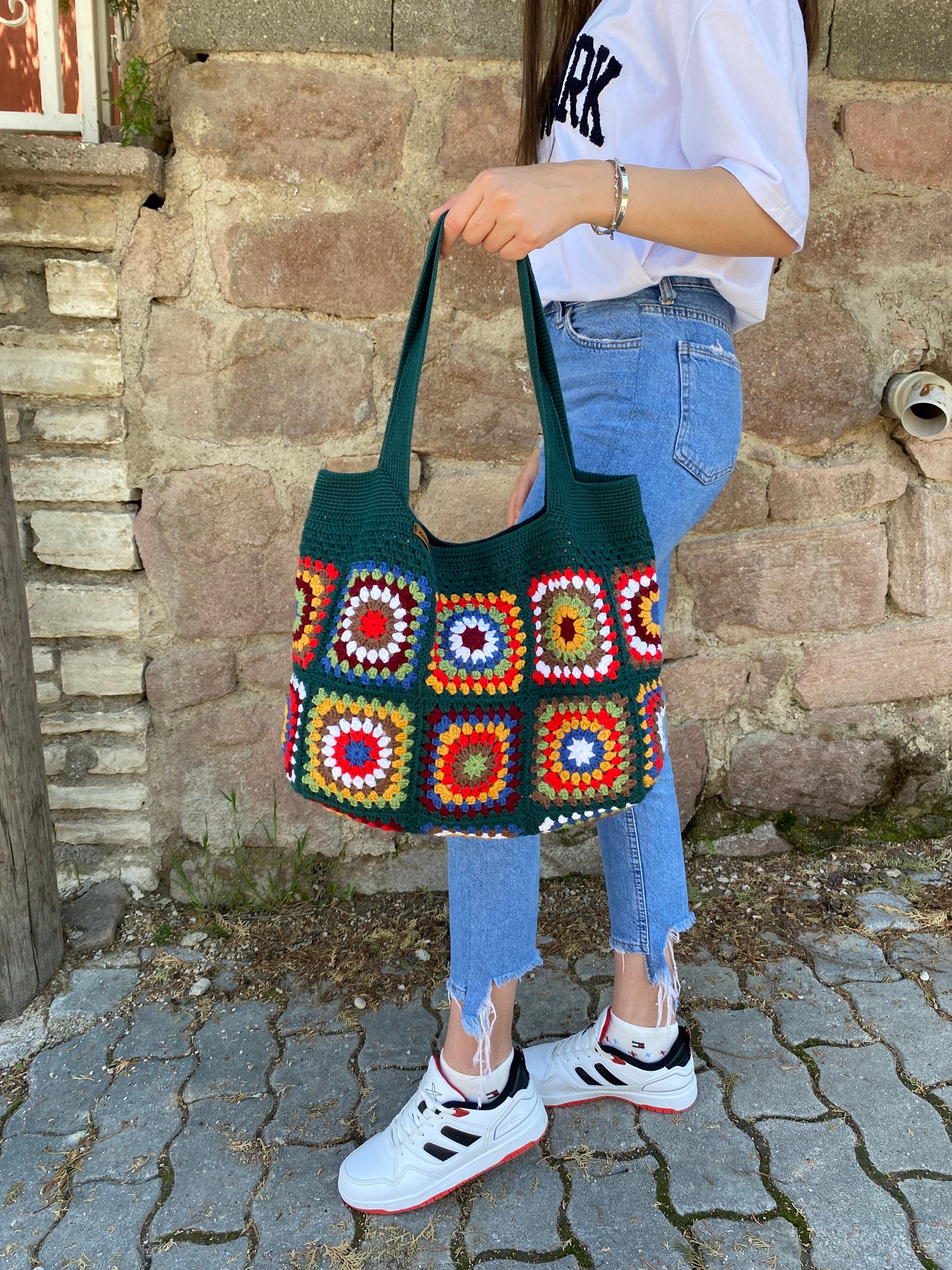 Crochet Bag, Granny Square Bag, Afghan Bag, Hobo Bag, Hippie Bag, Crochet Tote Bag, Retro Bag, Vi... — photo 7 of 13