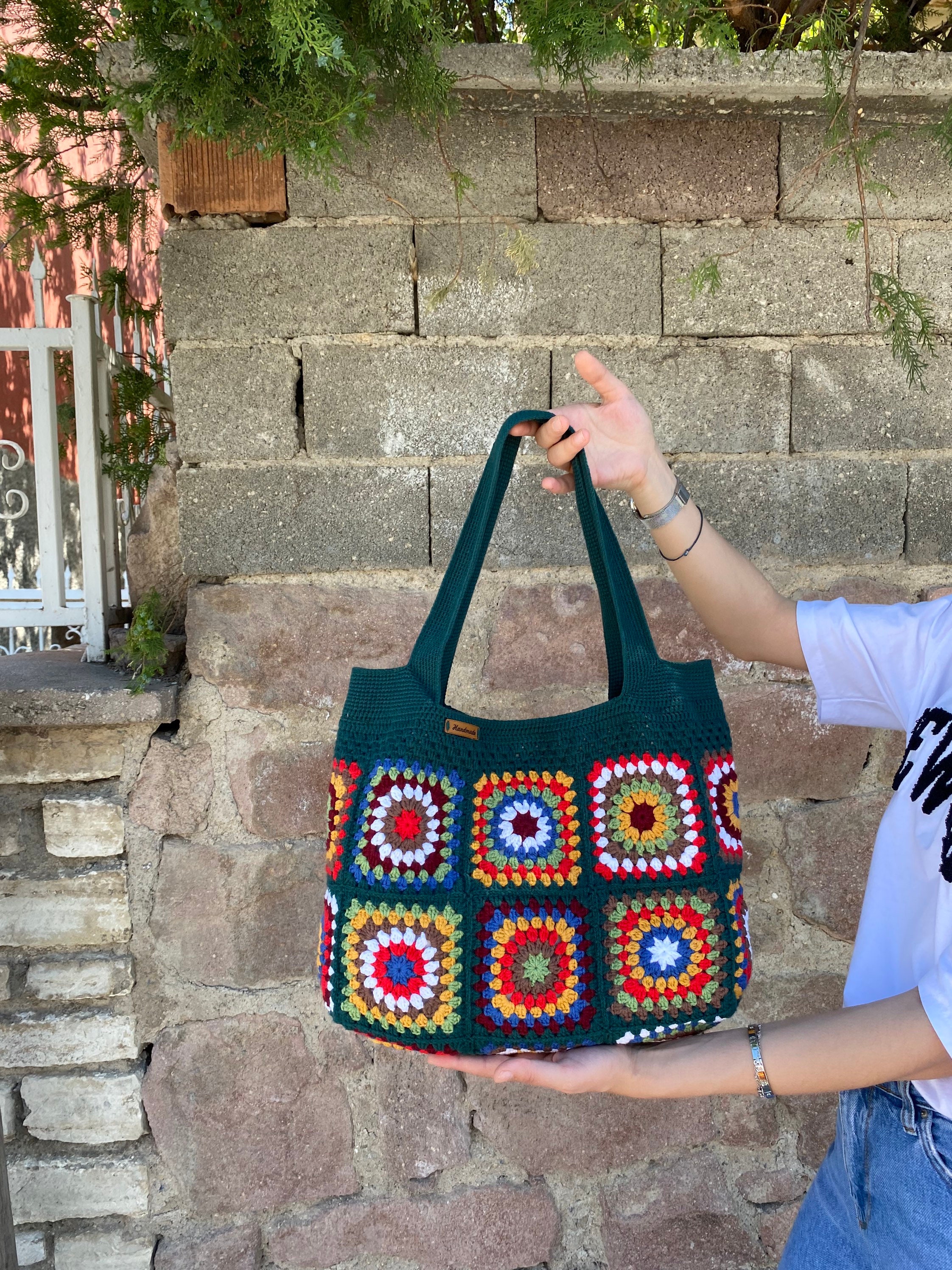 Crochet Bag, Granny Square Bag, Afghan Bag, Hobo Bag, Hippie Bag, Crochet tote Bag, Retro Bag, Vi... — photo 5 of 12