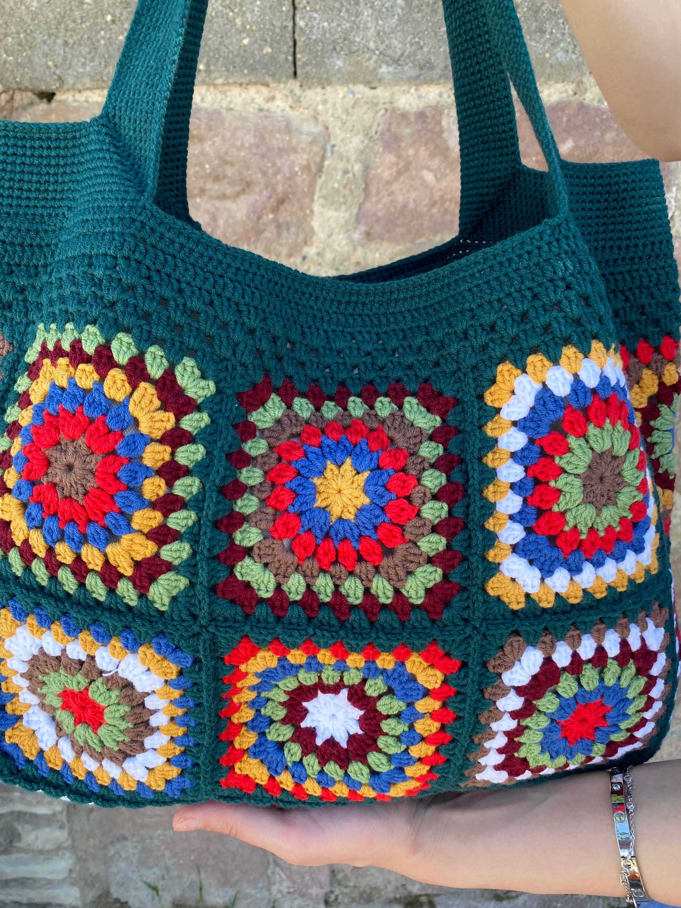 Crochet Bag, Granny Square Bag, Afghan Bag, Hobo Bag, Hippie Bag, Crochet tote Bag, Retro Bag, Vintage Style, Beach Bag, Crochet Purse