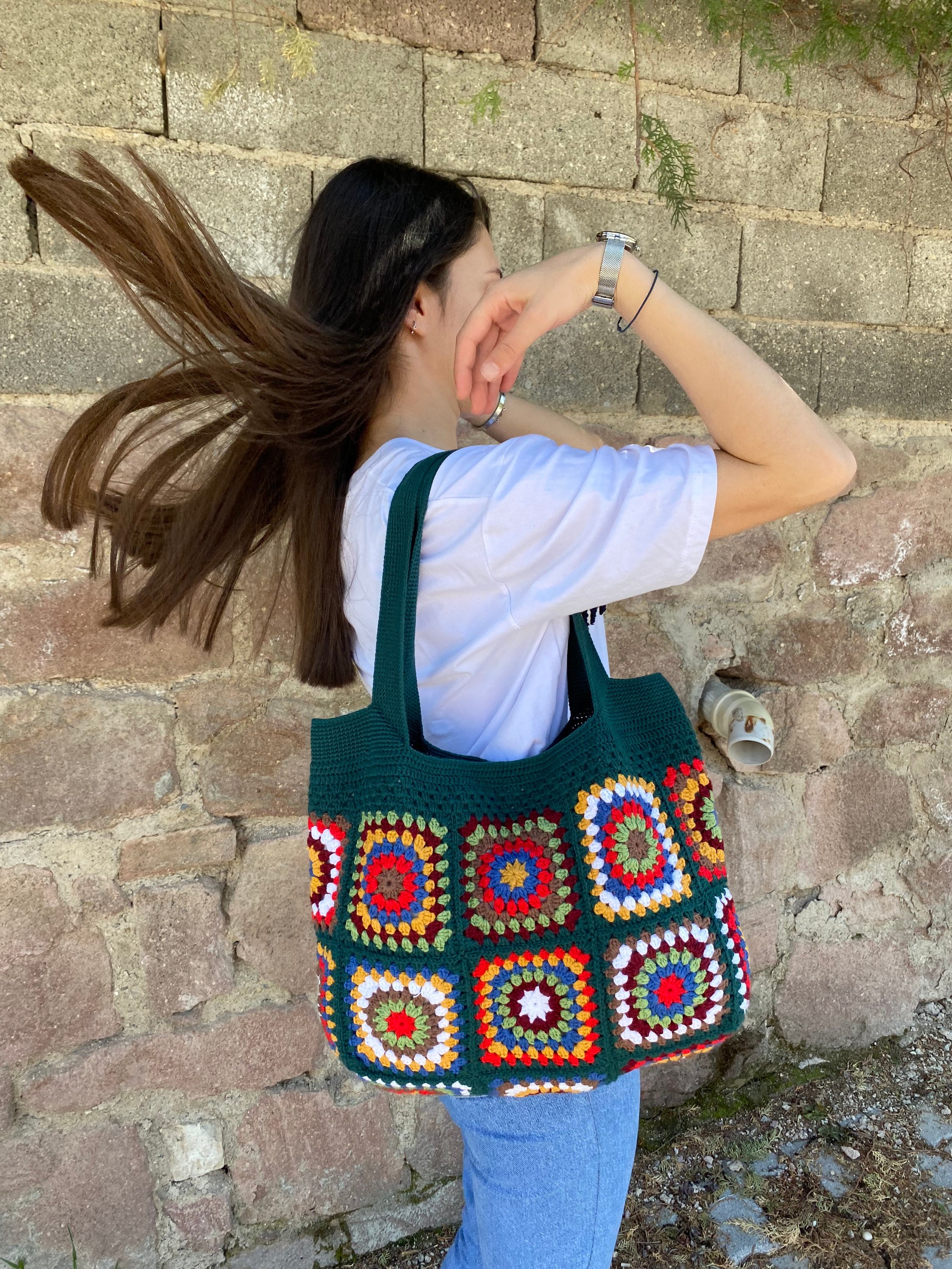 Crochet Bag, Granny Square Bag, Afghan Bag, Hobo Bag, Hippie Bag, Crochet tote Bag, Retro Bag, Vi... — photo 4 of 12