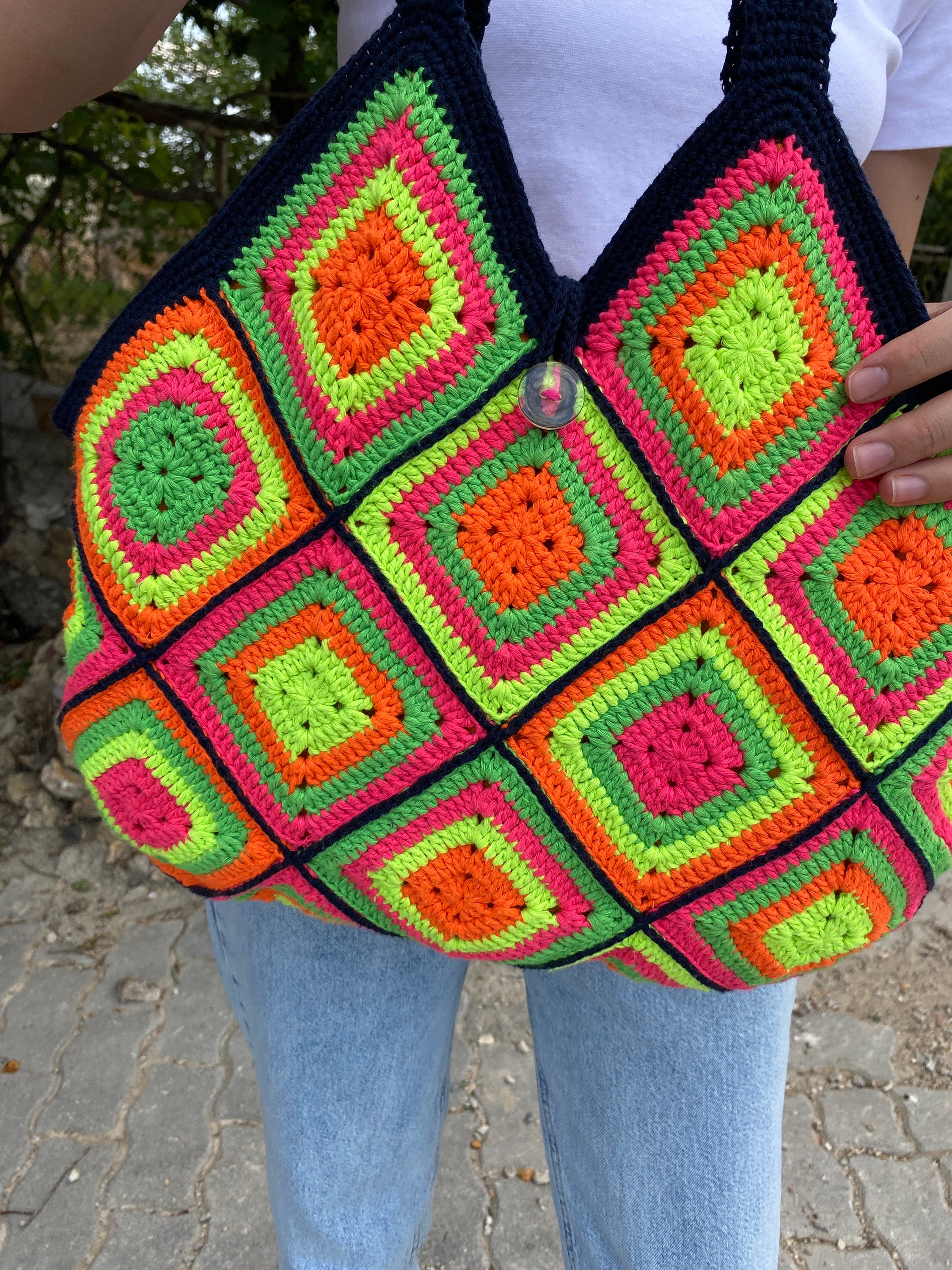 Crochet Bag, Granny Square Bag, Afghan Purse, Cotton Bag, Boho Bag, Summer Bag, Granny Square Pur... — photo 3 of 10