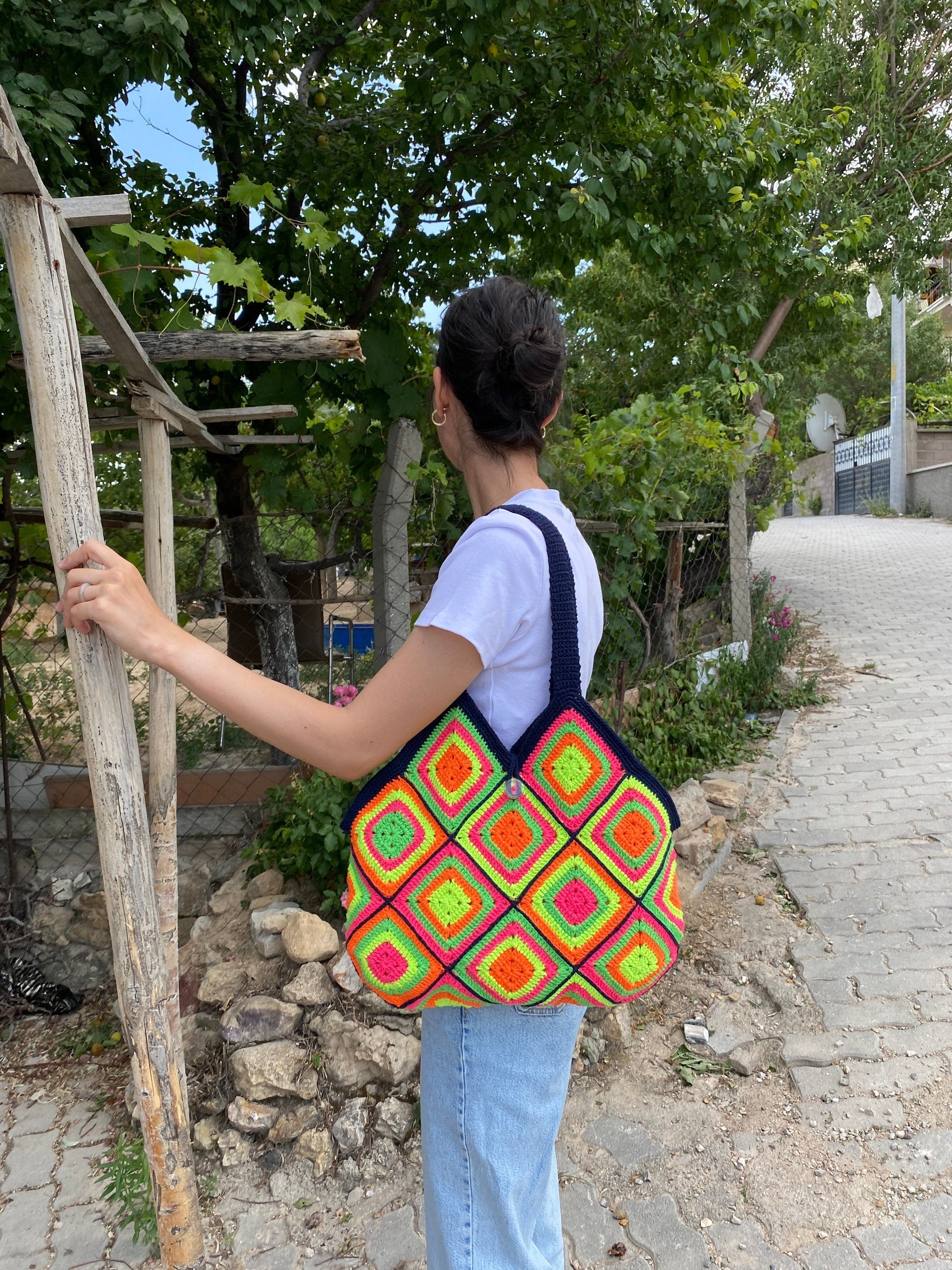 Crochet Bag, Granny Square Bag, Afghan Purse, Cotton Bag, Boho Bag, Summer Bag, Granny Square Pur... — photo 7 of 10