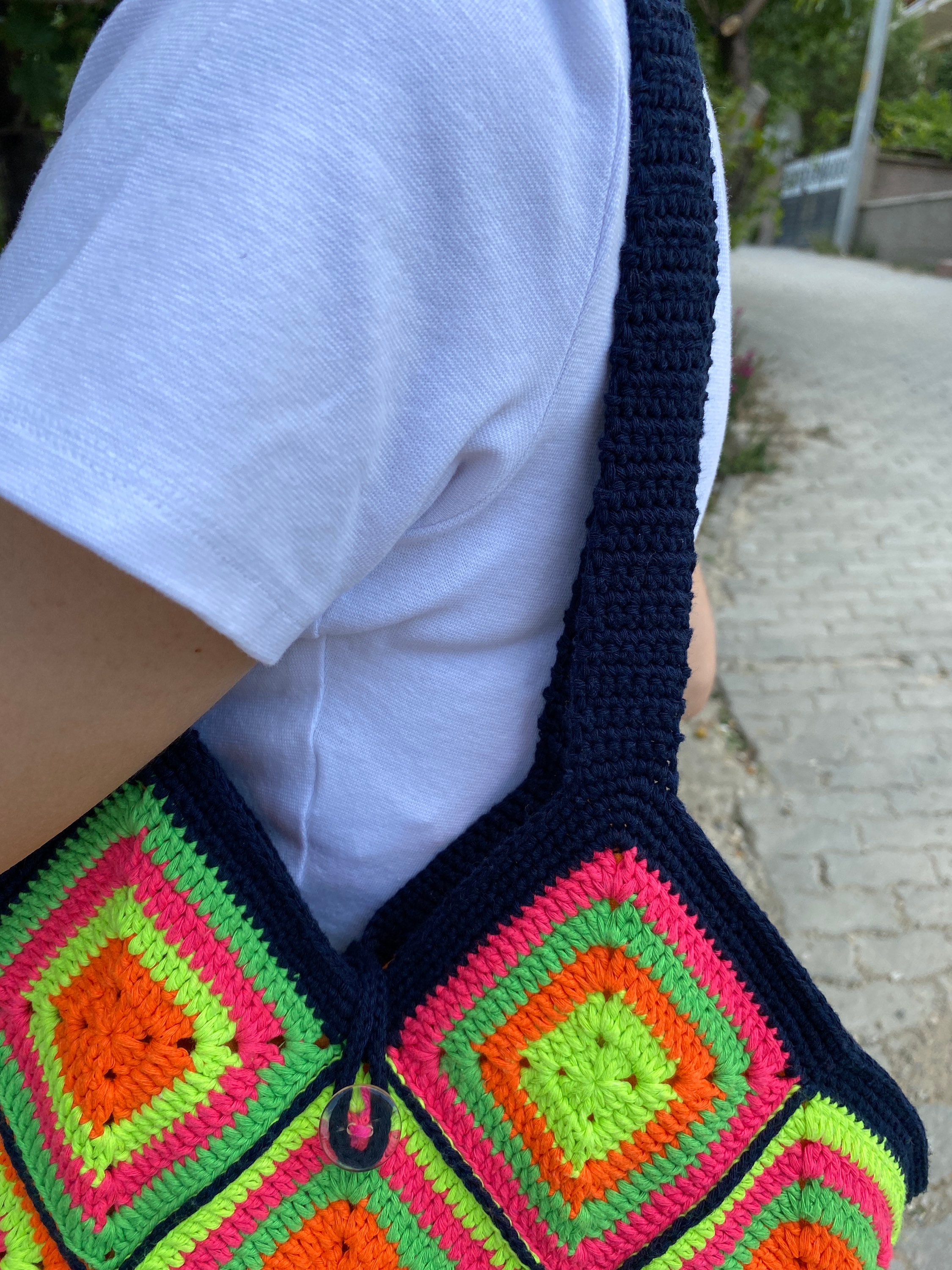 Crochet Bag, Granny Square Bag, Afghan Purse, Cotton Bag, Boho Bag, Summer Bag, Granny Square Pur... — photo 2 of 10