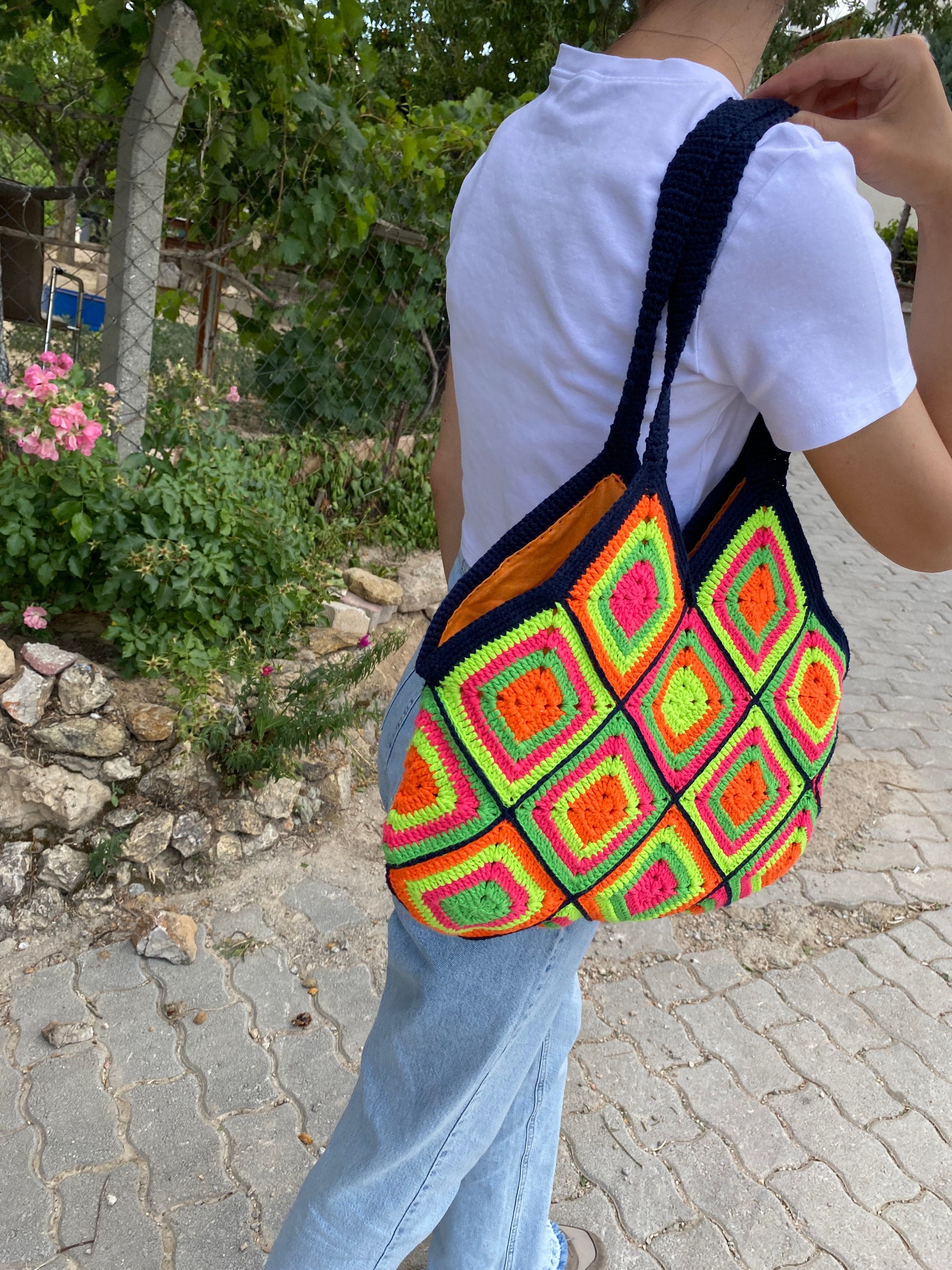 Crochet Bag, Granny Square Bag, Afghan Purse, Cotton Bag, Boho Bag, Summer Bag, Granny Square Pur... — photo 4 of 10