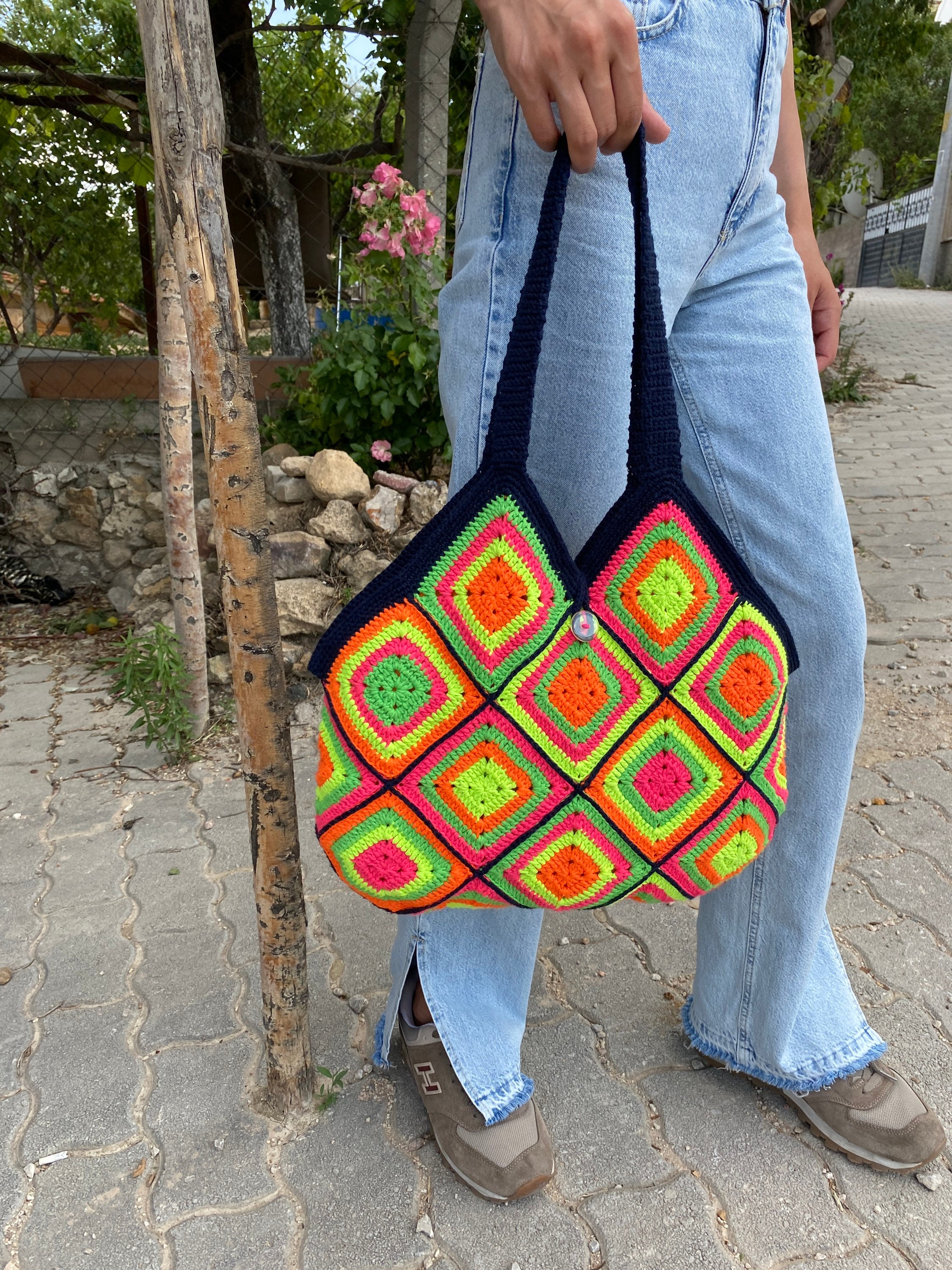 Crochet Bag, Granny Square Bag, Afghan Purse, Cotton Bag, Boho Bag, Summer Bag, Granny Square Pur... — photo 6 of 10
