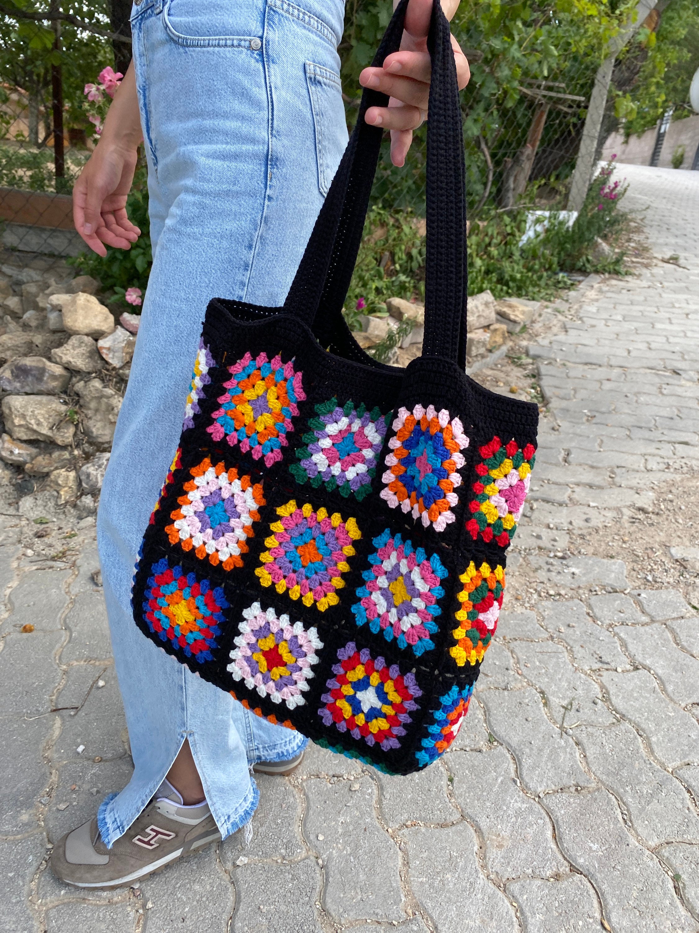 Crochet Bag, Granny Square Bag, Crochet Cotton Purse, Afghan Crochet Bag, Boho Bag, Vintage Style... — photo 4 of 10