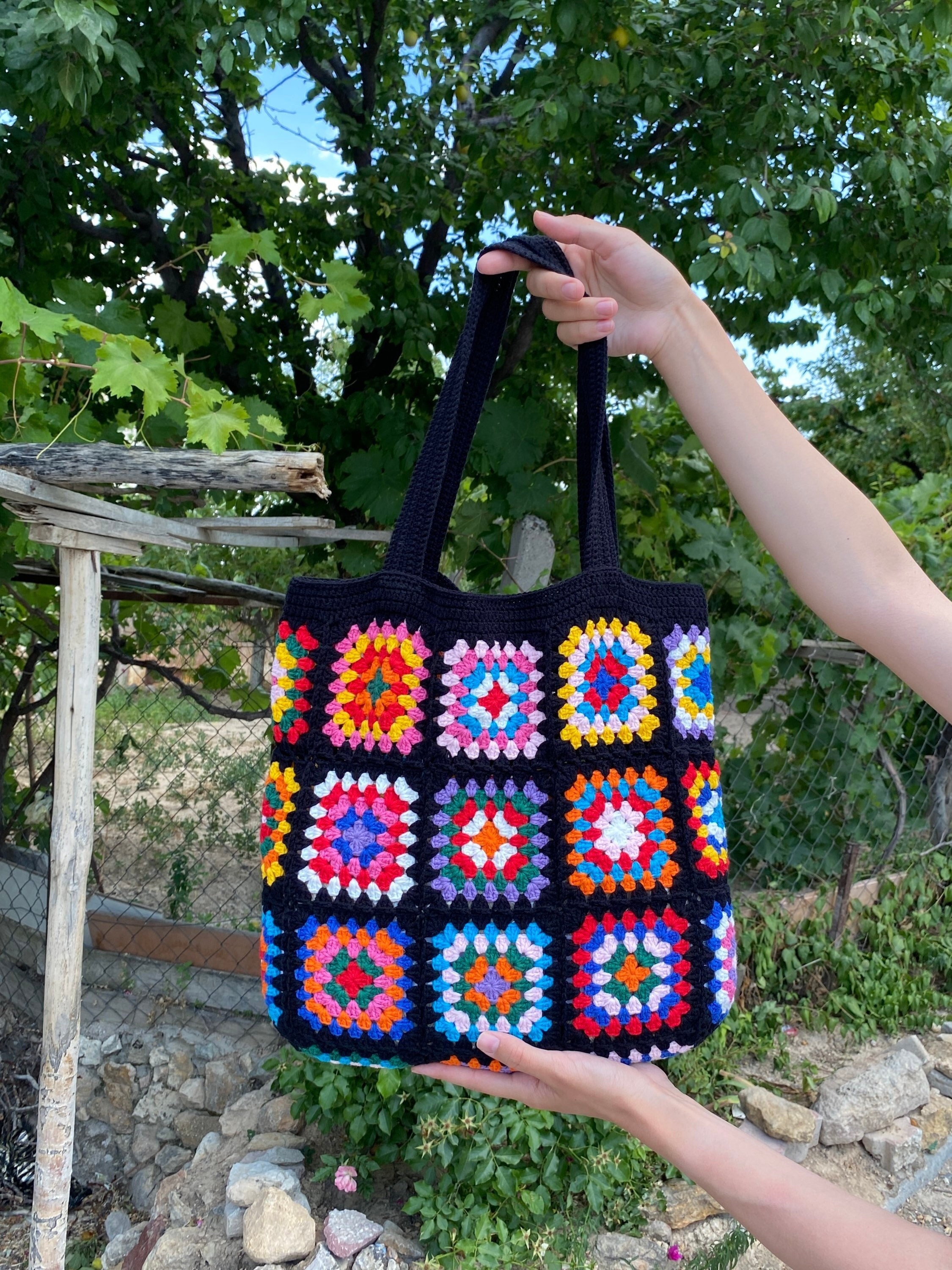 Crochet Bag, Granny Square Bag, Crochet Cotton Purse, Afghan Crochet Bag, Boho Bag, Vintage Style... — photo 2 of 10