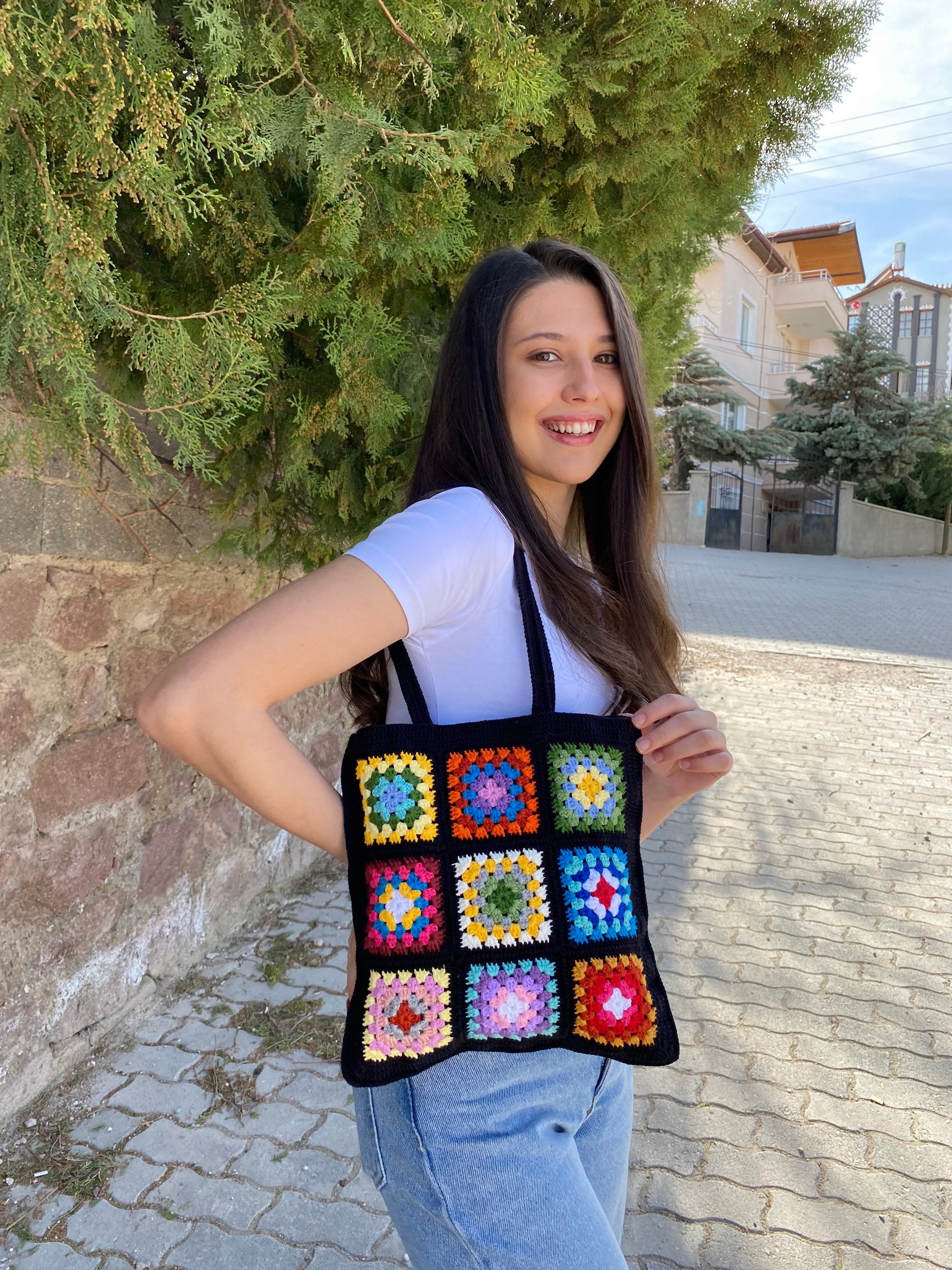 Crochet Bag, Granny Square Bag, Crochet Tote Bag, Beach Bag, Summer Bag, Boho Bag, Vintage Style,... — photo 6 of 13
