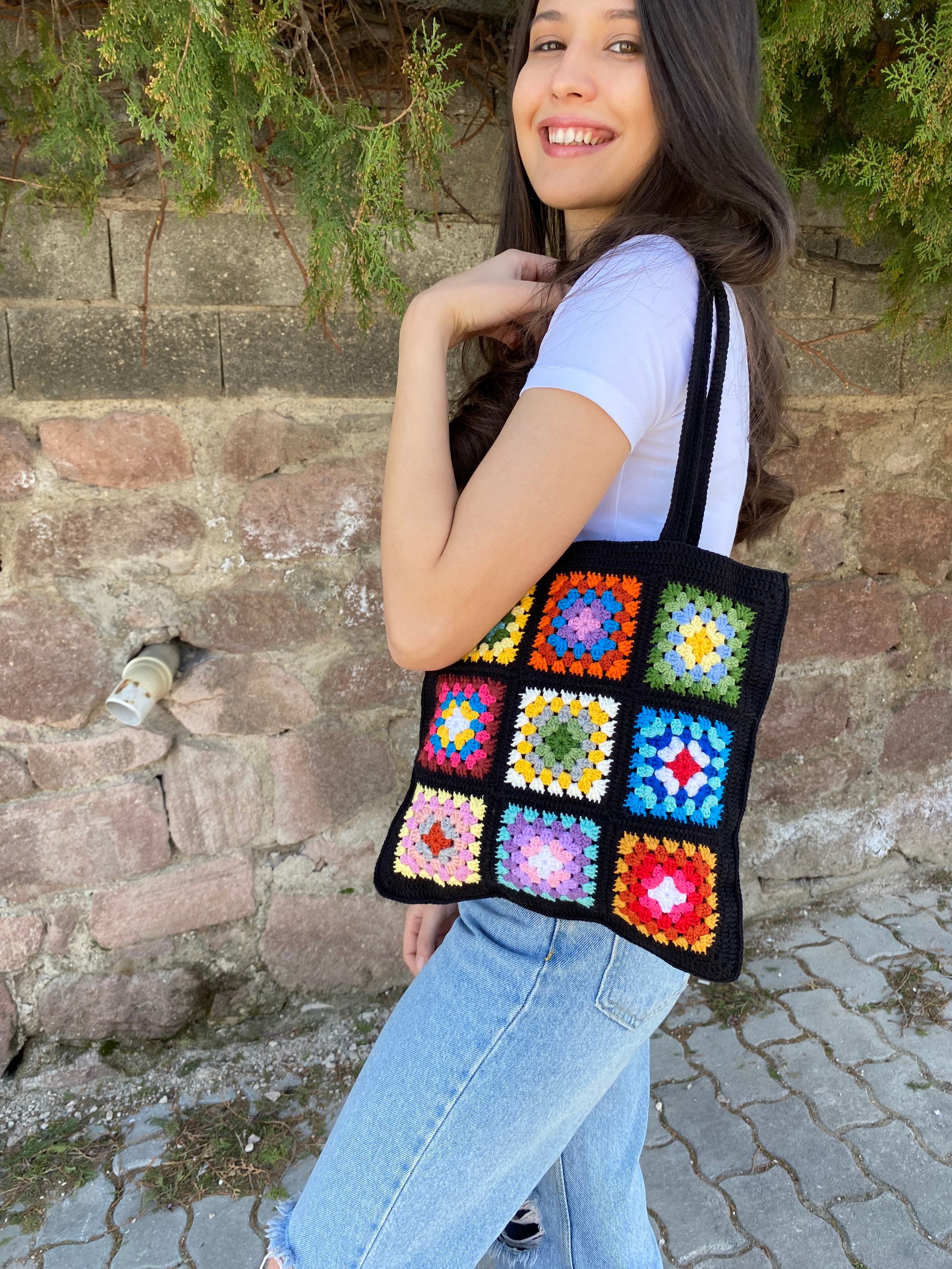 Crochet Bag, Granny Square Bag, Crochet Tote Bag, Beach Bag, Summer Bag, Boho Bag, Vintage Style,... — photo 3 of 13