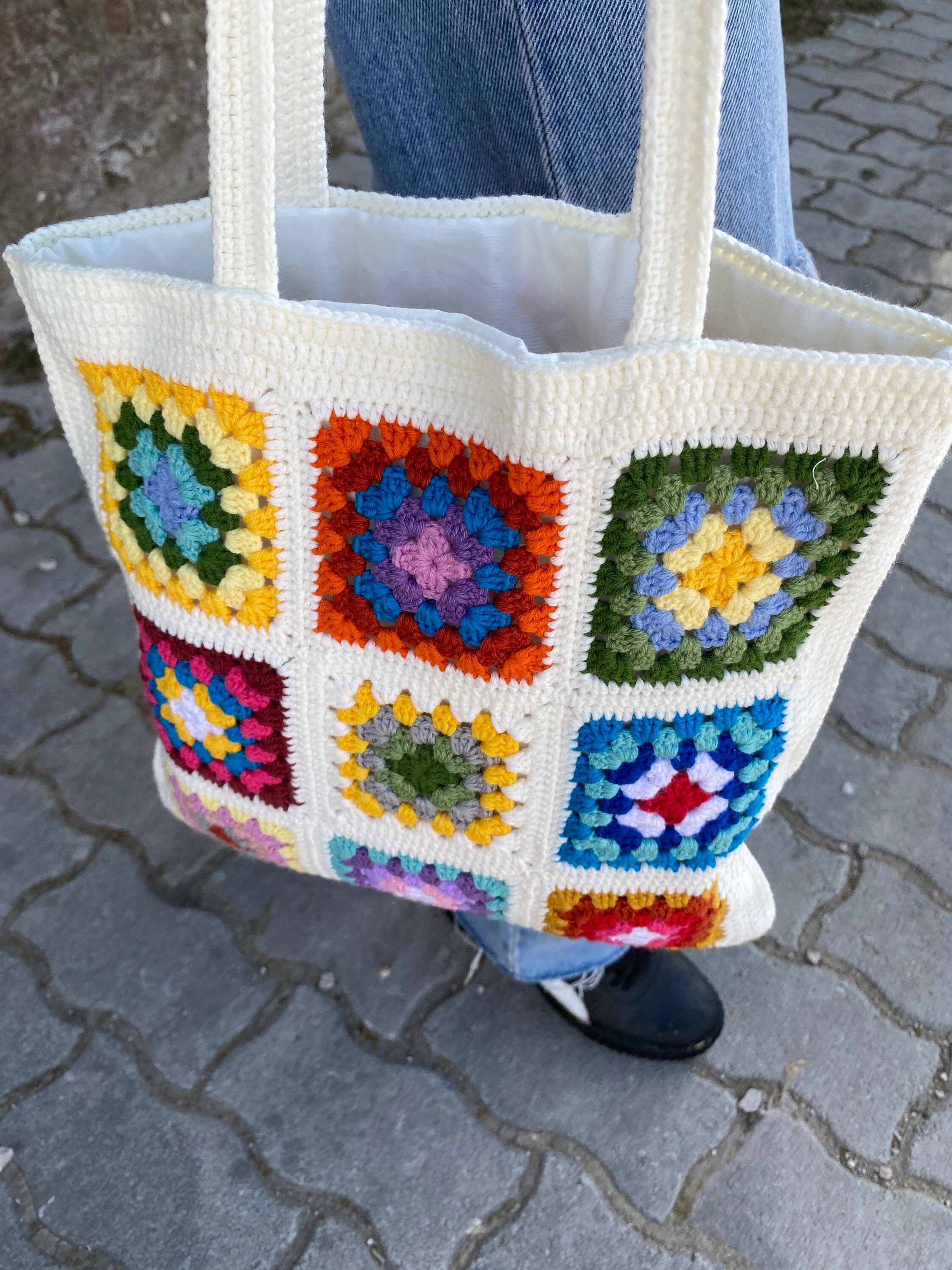 Crochet Bag, Granny Square Bag, Crochet Tote Bag, Beach Bag, Summer Bag, Boho Bag, Vintage Style,... — photo 7 of 13
