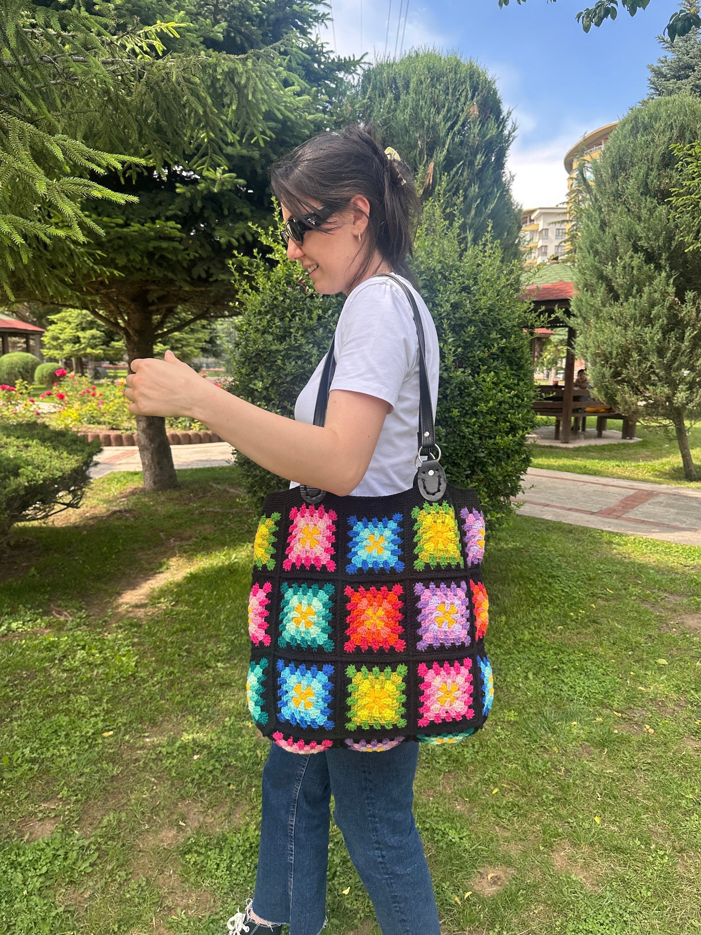 Crochet Bag, Granny Square Bag, Shoulder Purse, Afghan Bag, Mama Stuff Bag, Crochet Tote Bag, Boh... — photo 3 of 10