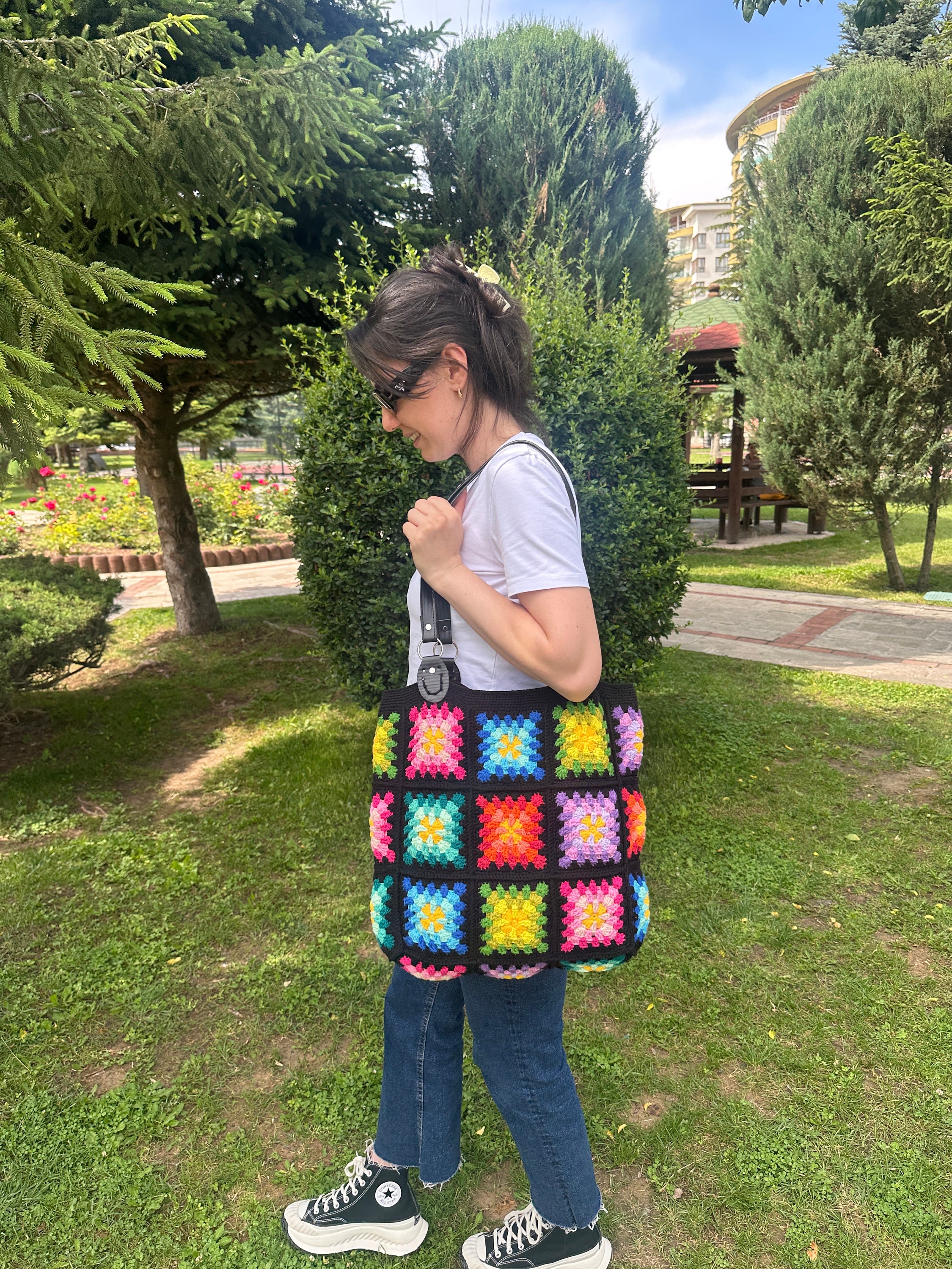 Crochet Bag, Granny Square Bag, Shoulder Purse, Afghan Bag, Mama Stuff Bag, Crochet Tote Bag, Boh... — photo 7 of 10