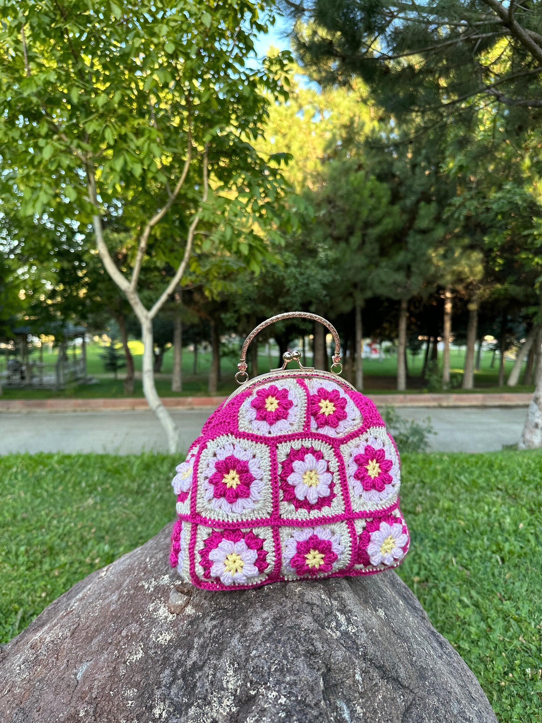 Crochet Clutch Luxury Handmade Bag - Woolen Knitted, Summer Party Purse, Colorful Dumpling Bag, T... — photo 5 of 10